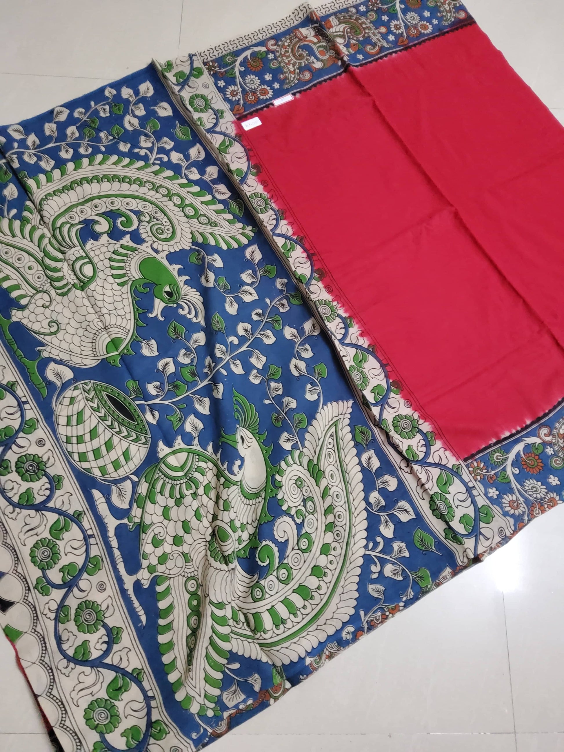 Kalamkari Malmal Cotton Saree with blouse