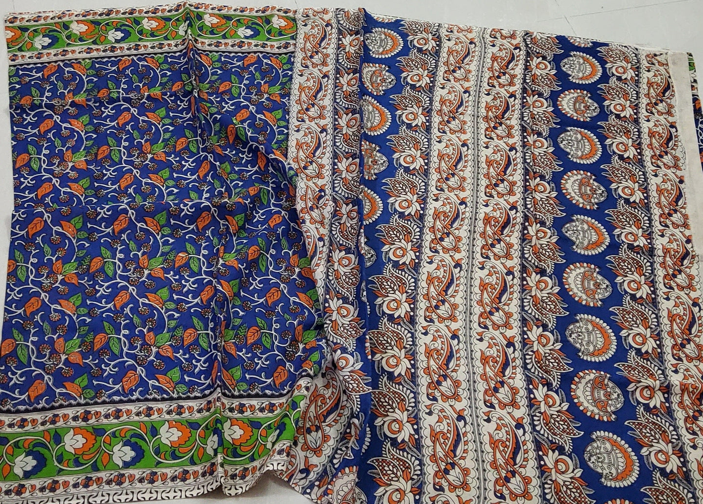 kalamkari Hand Block Printed Malmal Cotton Saree