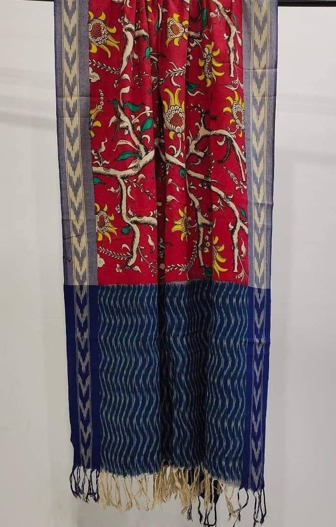 Pen kalamkari Pochampally IKAT cotton Duppata