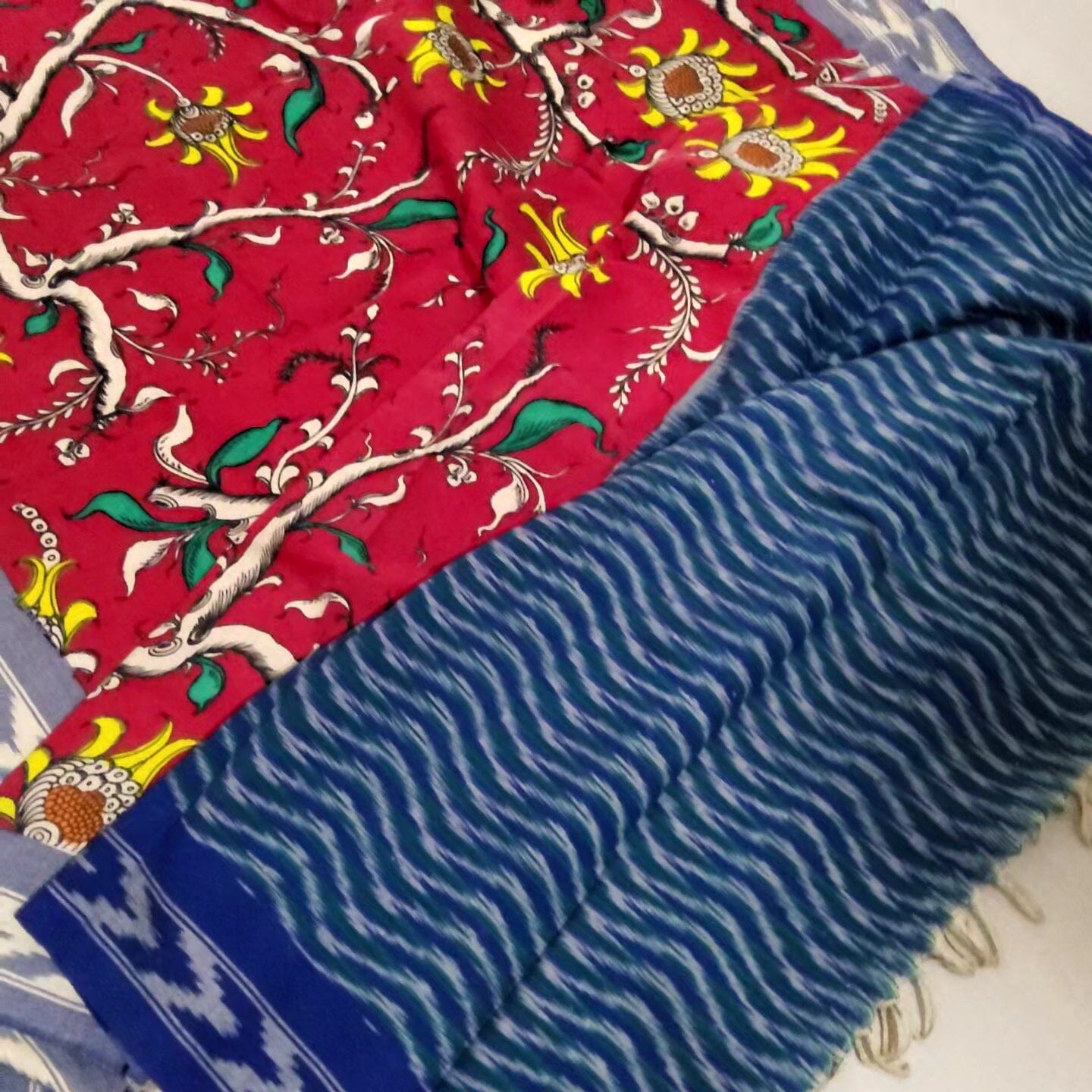 Pen kalamkari Pochampally IKAT cotton Duppata