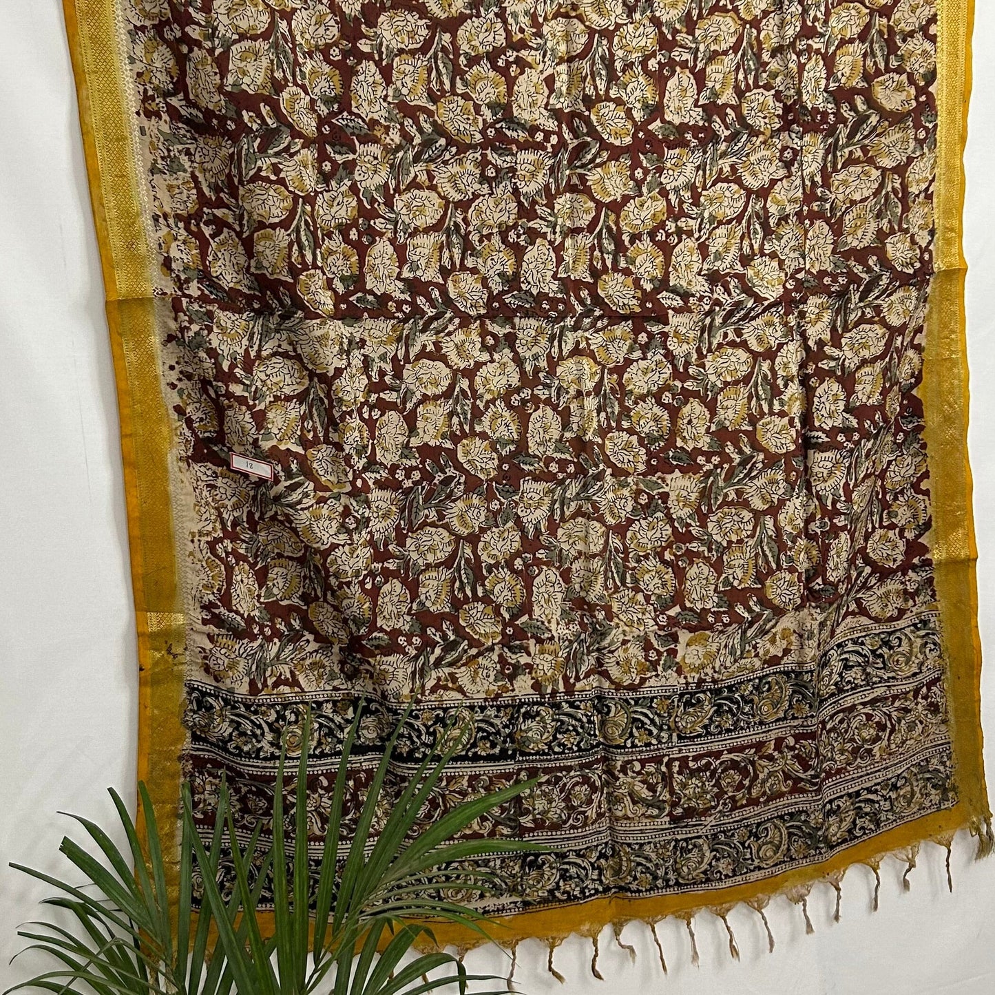 Kalamkari Silk Dupatta with zari Bor