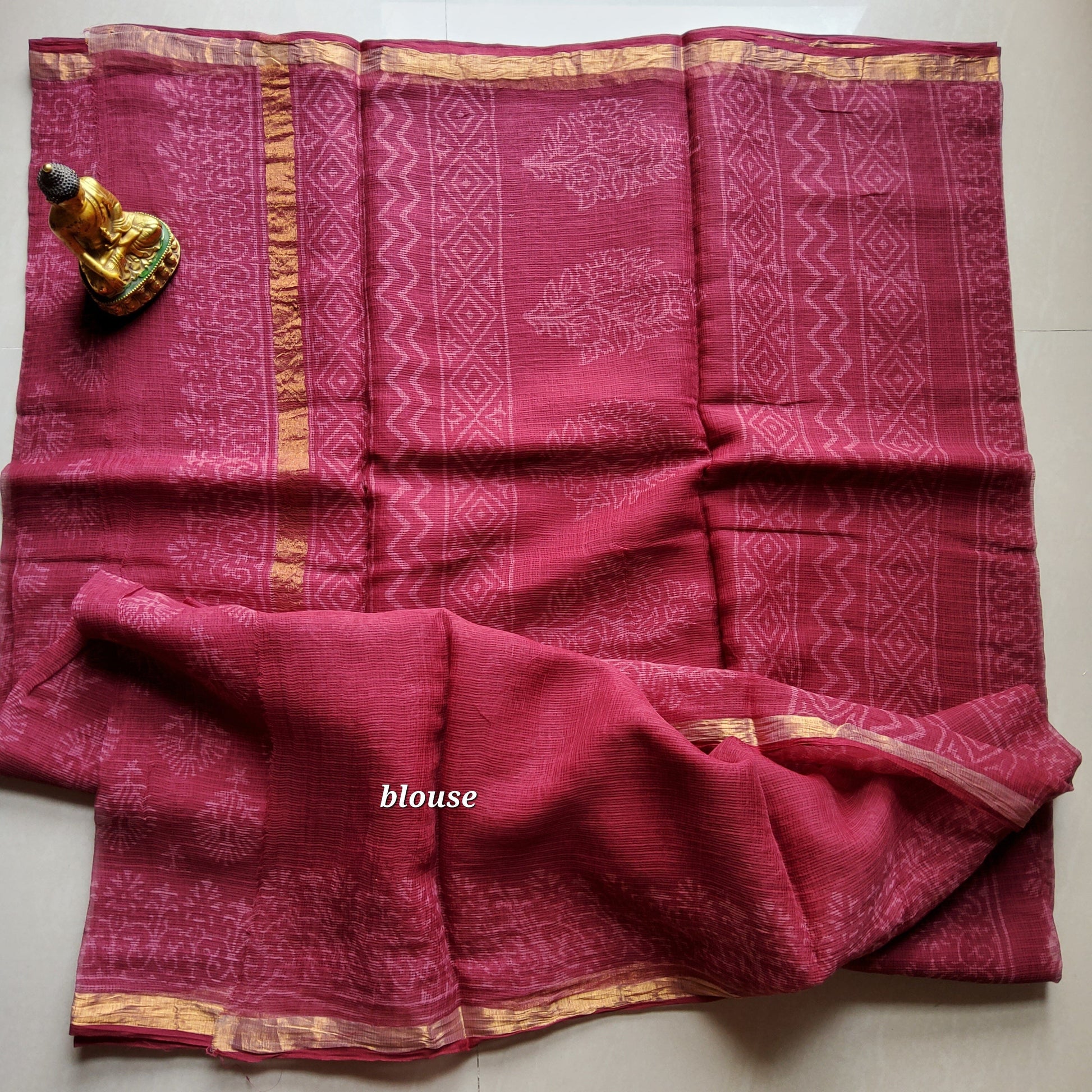 Kota Hand Block Print Saree with Blouse