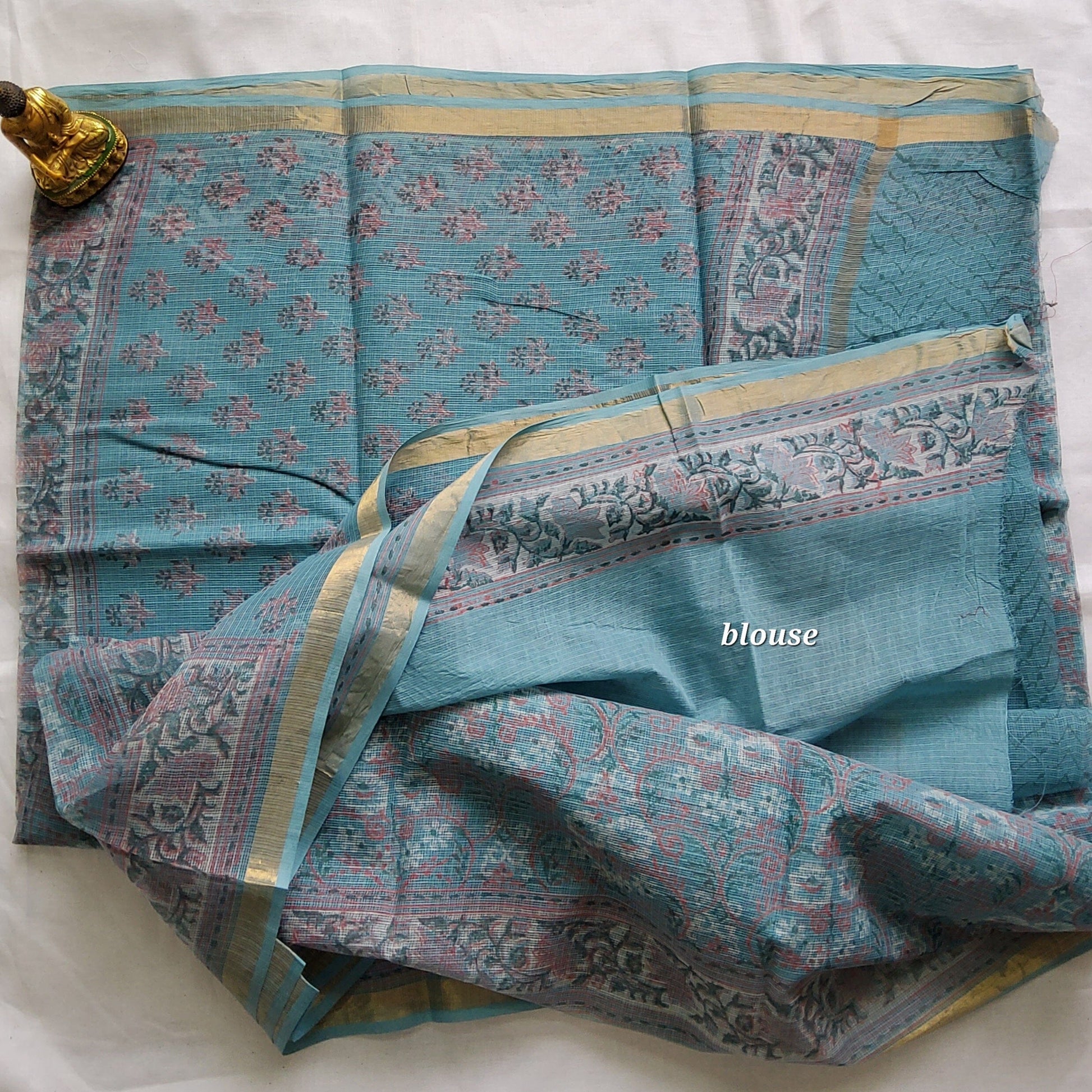 Kota Hand Block Print Saree with zari Border