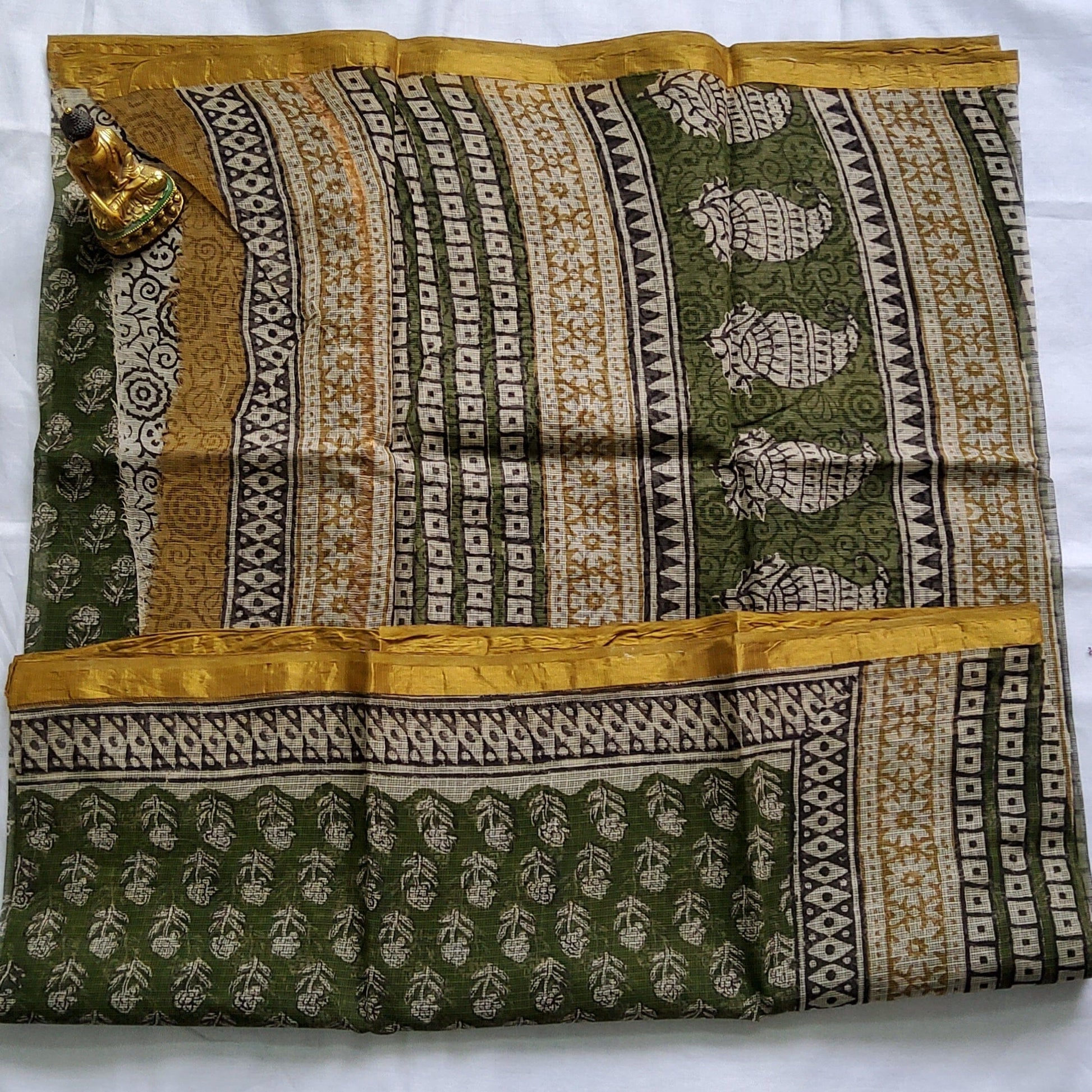 Kota Hand Block Print Saree with zari Border