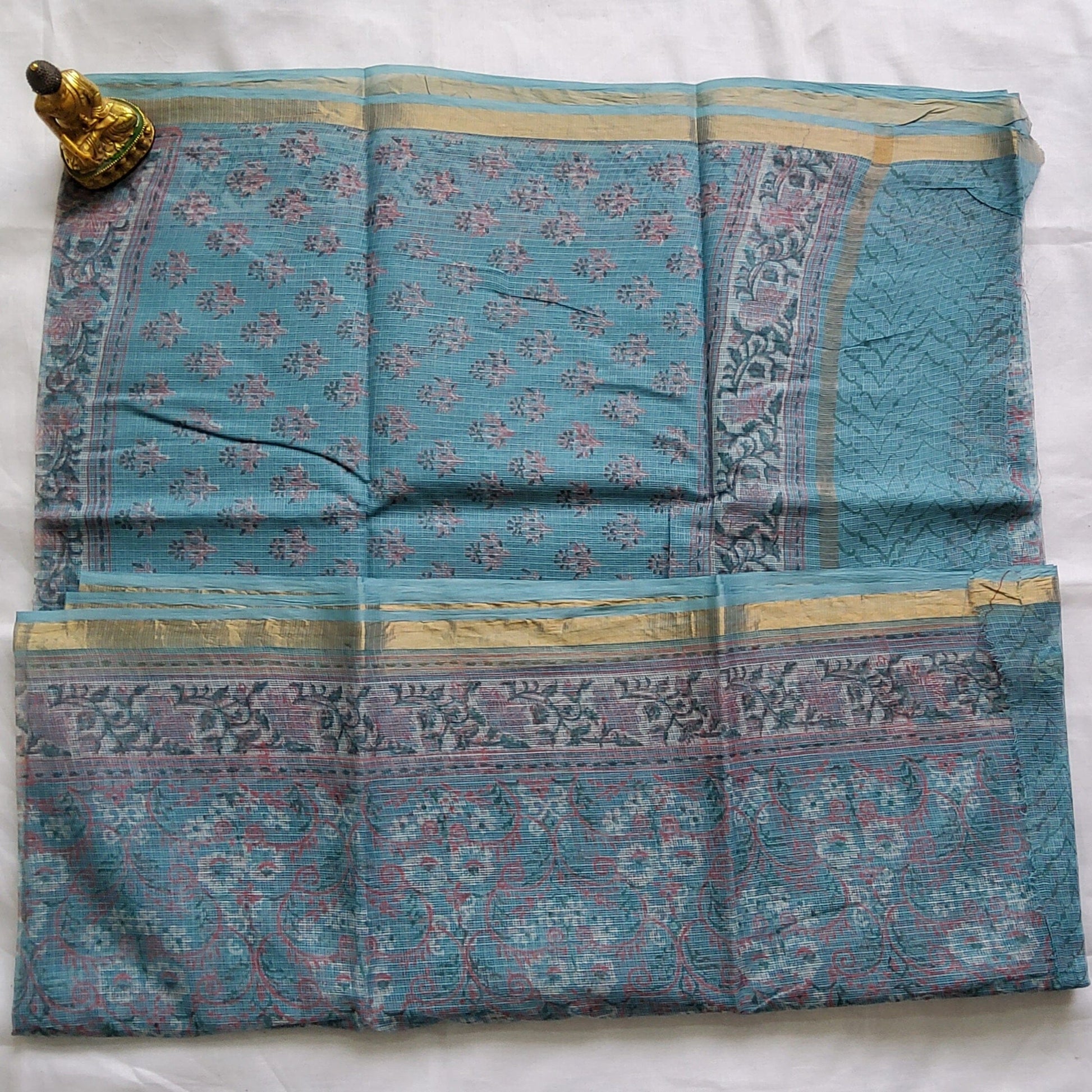 Kota Hand Block Print Saree with zari Border