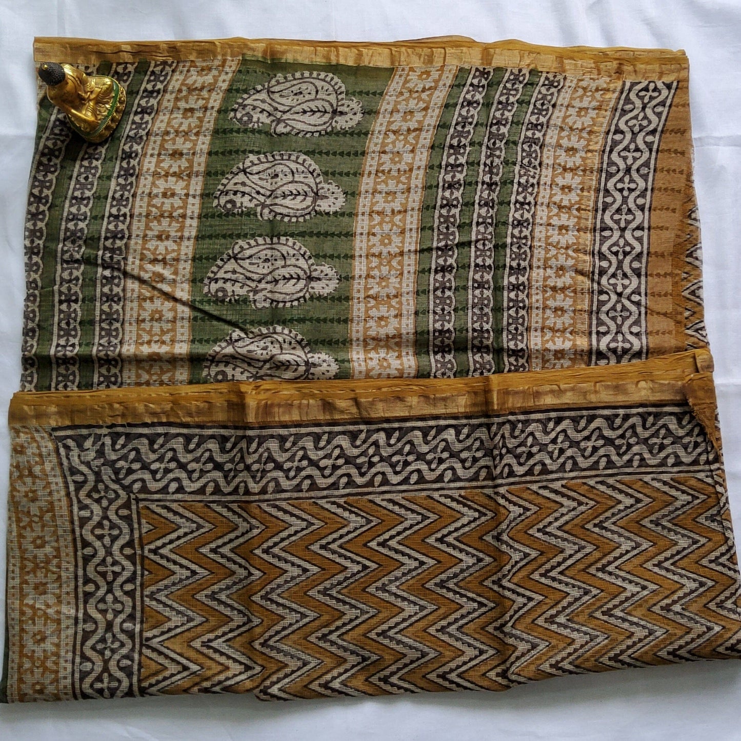 Kota Hand Block Print Saree with zari Border