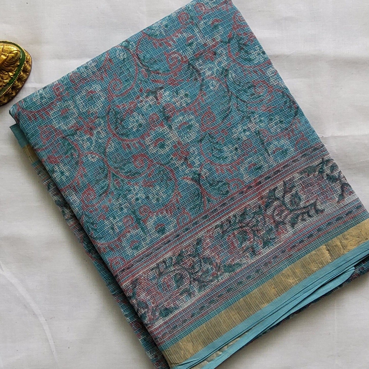 Kota Hand Block Print Saree with zari Border