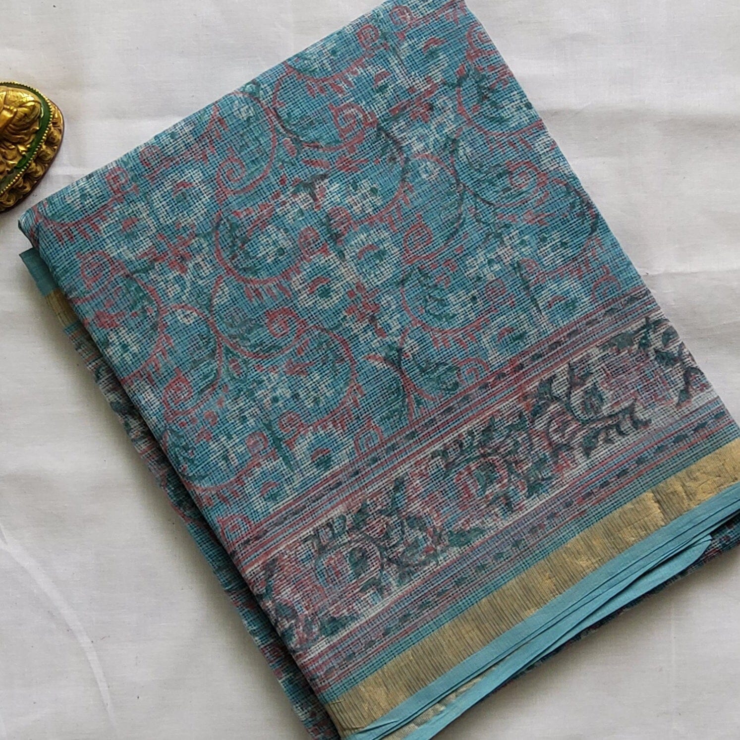 Kota Hand Block Print Saree with zari Border