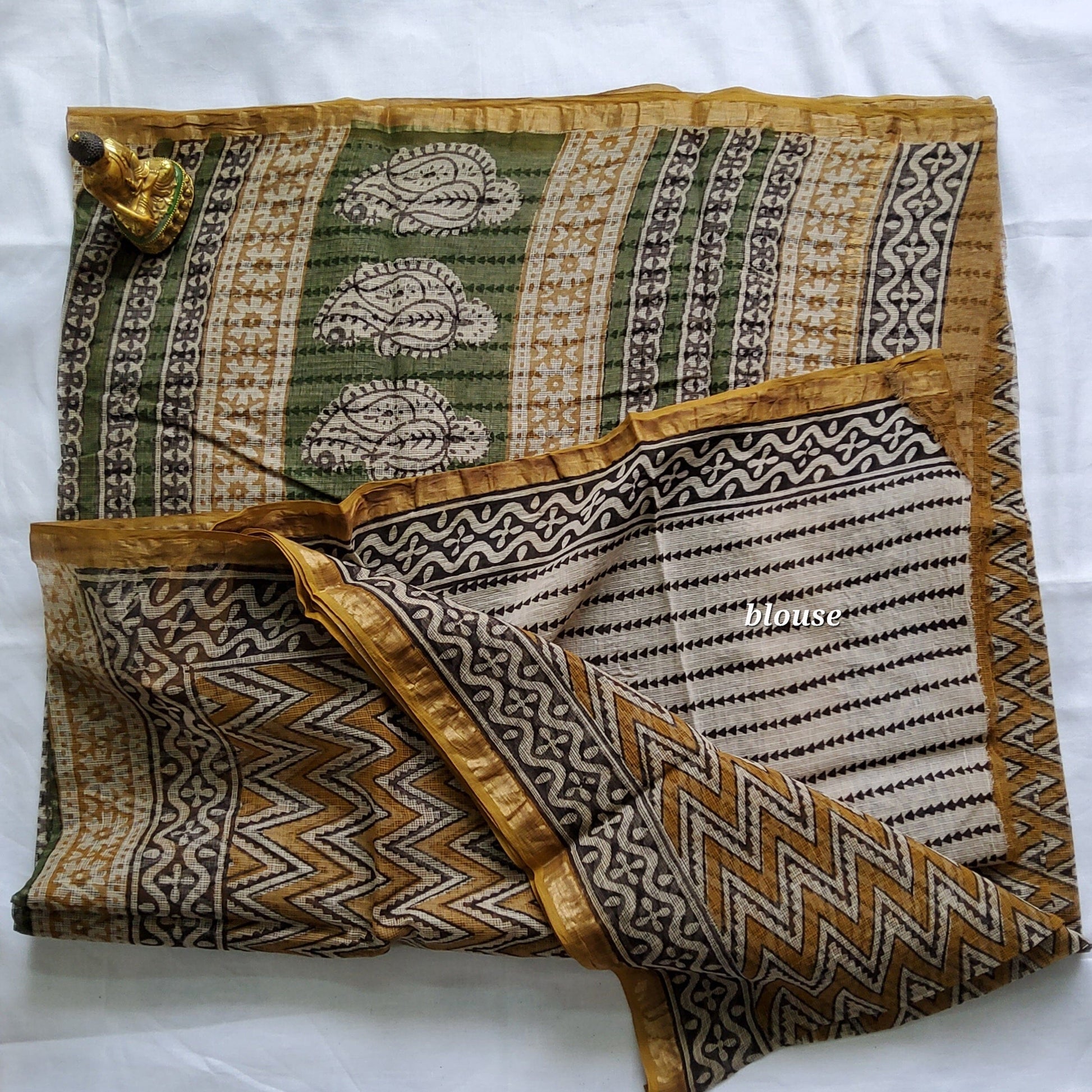 Kota Hand Block Print Saree with zari Border