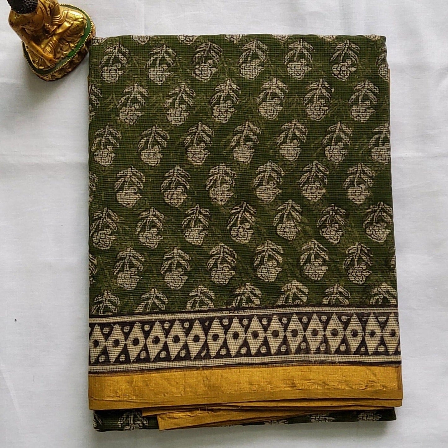 Kota Hand Block Print Saree with zari Border