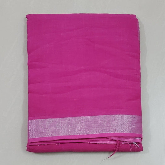Linen Slub Cotton Saree with Silver Zari Border