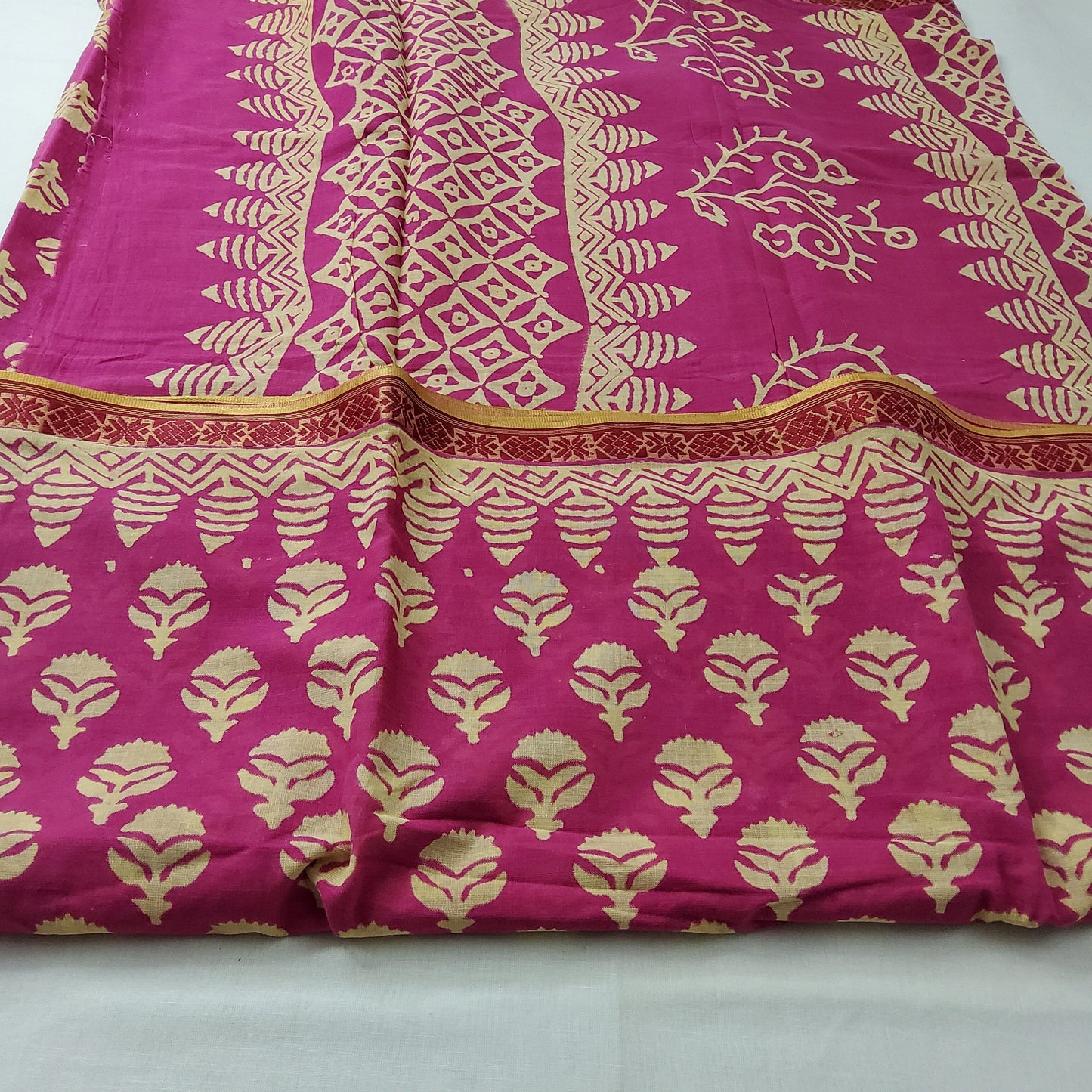 Maheshwari Cotton Hand Block Printed saree with Maheshwari Border