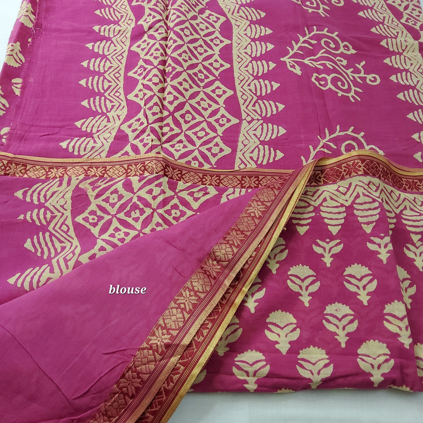 Maheshwari Cotton Hand Block Printed saree with Maheshwari Border