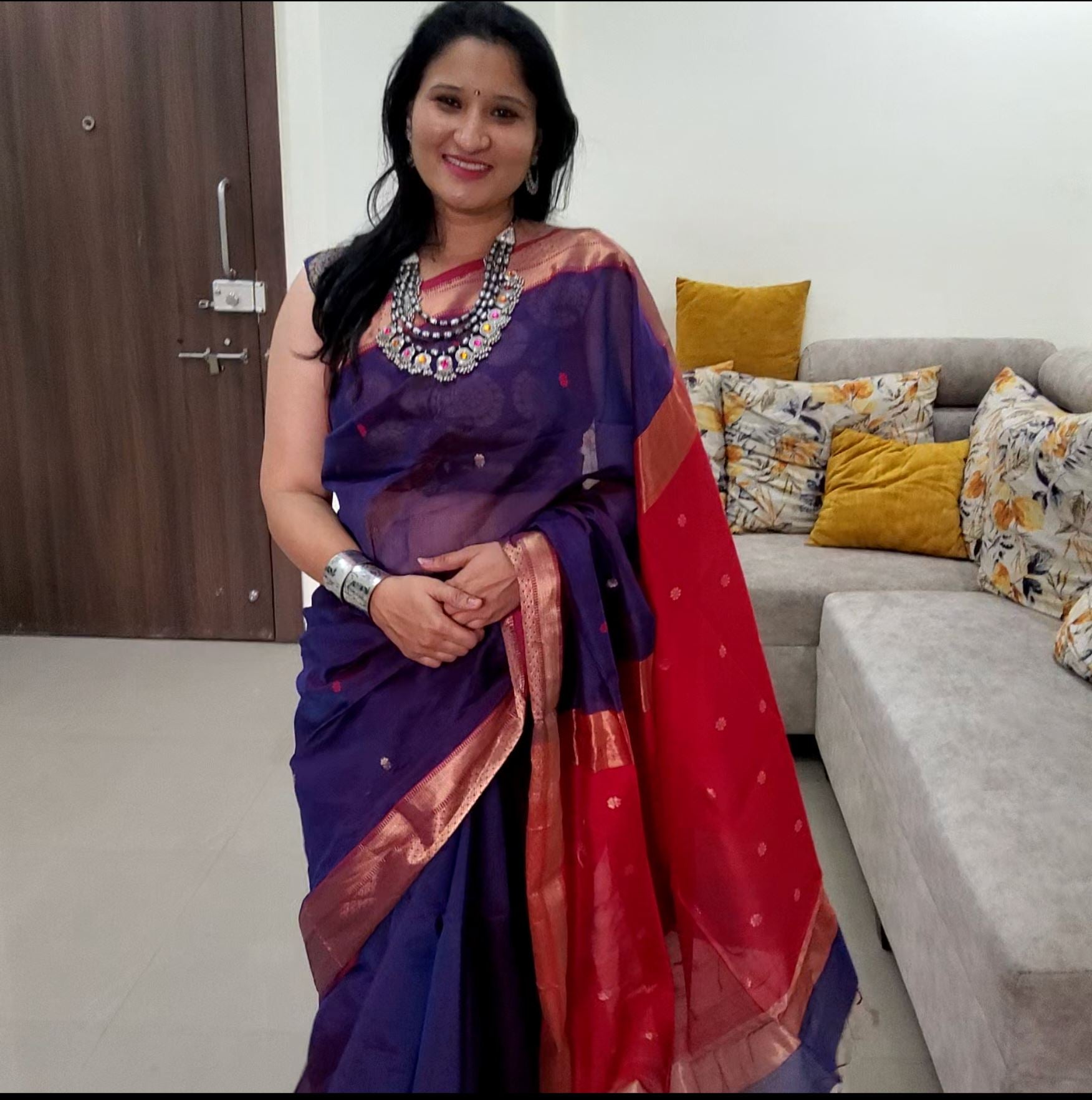 Maheshwari Silk Cotton Sarees with All Over Bootis