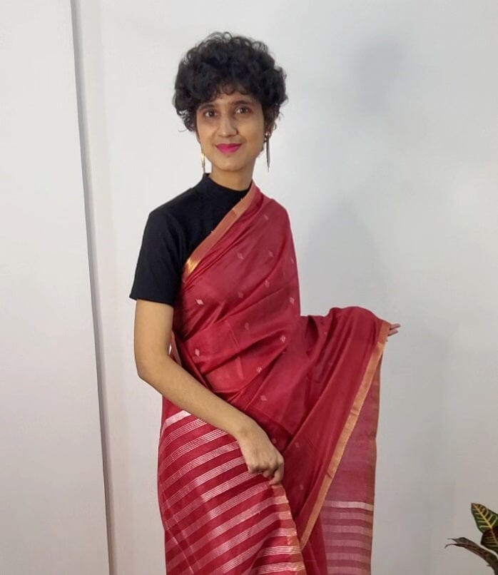 Maheshwari Silk Saree with Gold Border