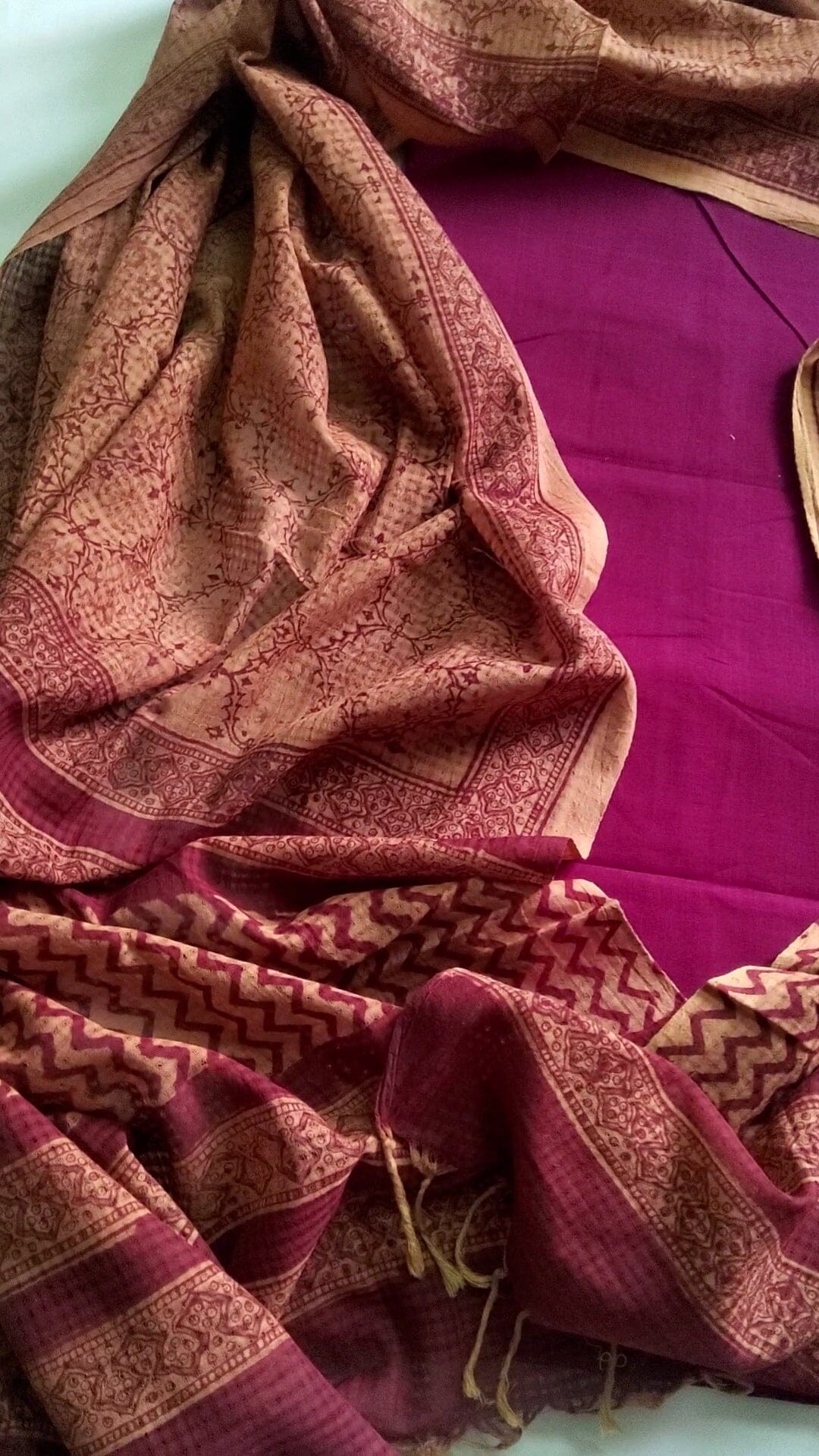 Mangalagiri Cotton Dress Material with Kalamkari Dupatta