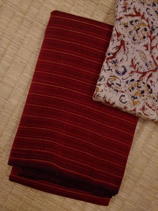 Mangalgiri Cotton Saree with Extra Kalamkari Blouse