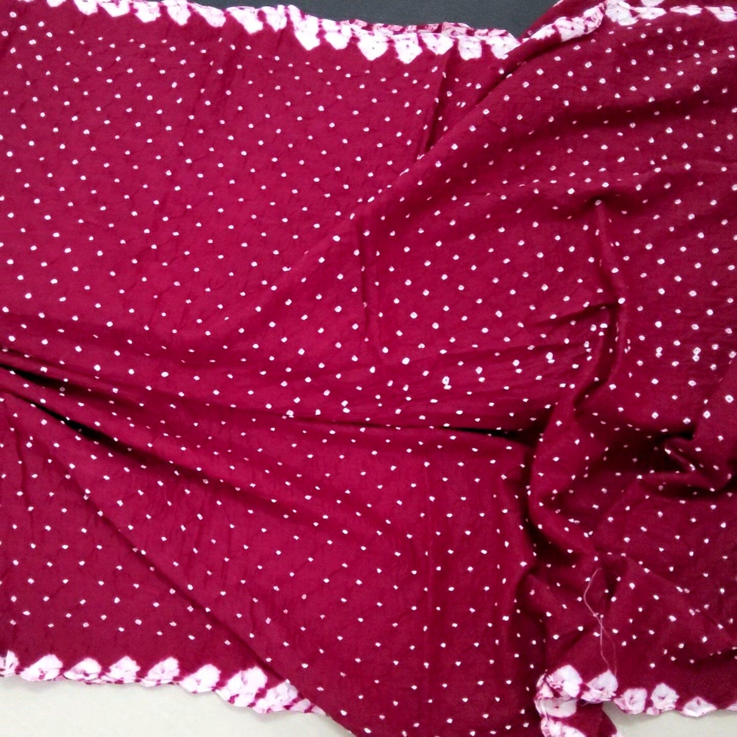 Maroon Bandhej Cotton Saree with blouse