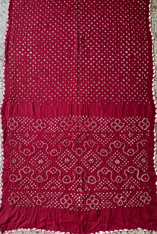 Maroon Bandhej Cotton Saree with blouse