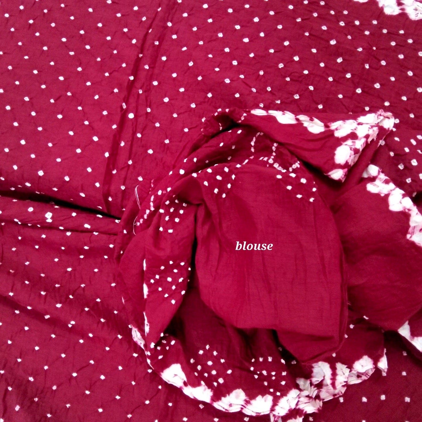 Maroon Bandhej Cotton Saree with blouse