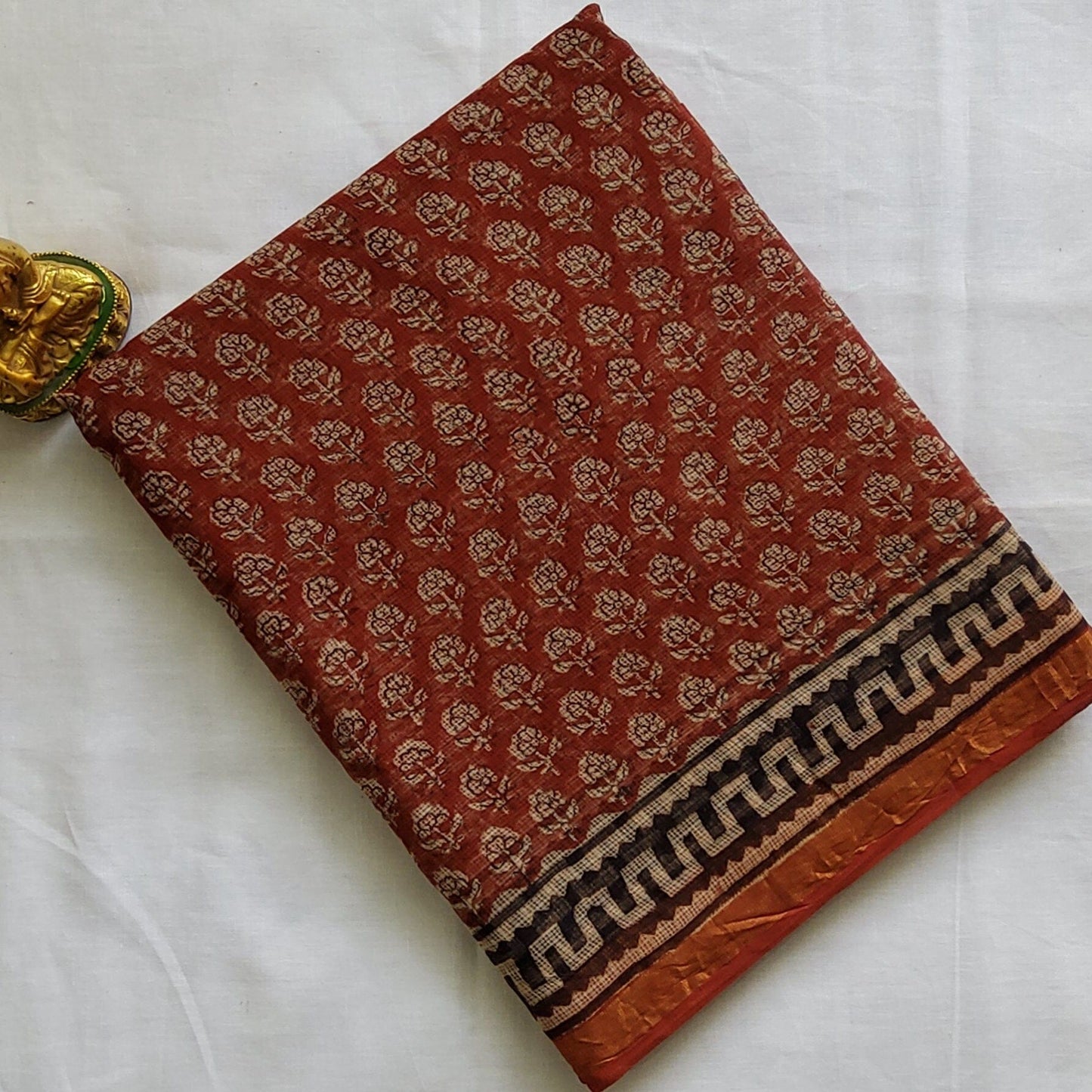 Kota Hand Block Print Saree with zari Border