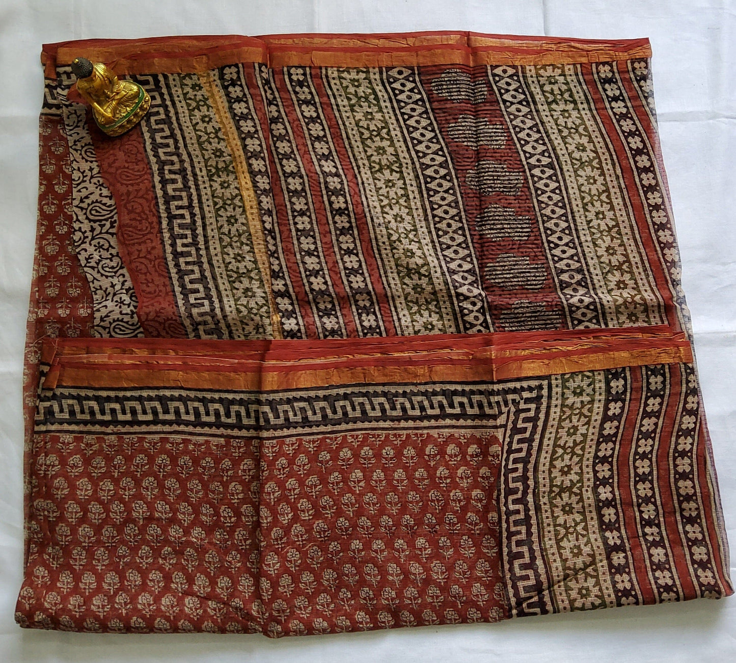 Kota Hand Block Print Saree with zari Border