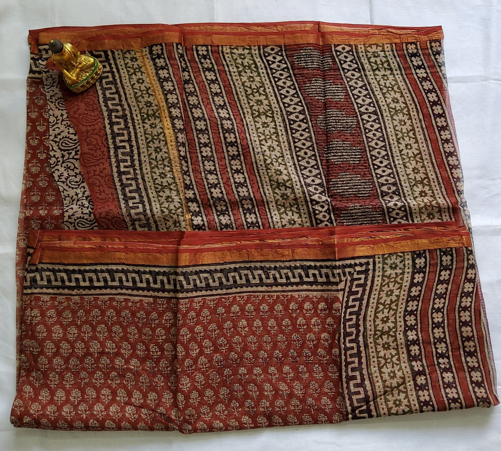 Kota Hand Block Print Saree with zari Border
