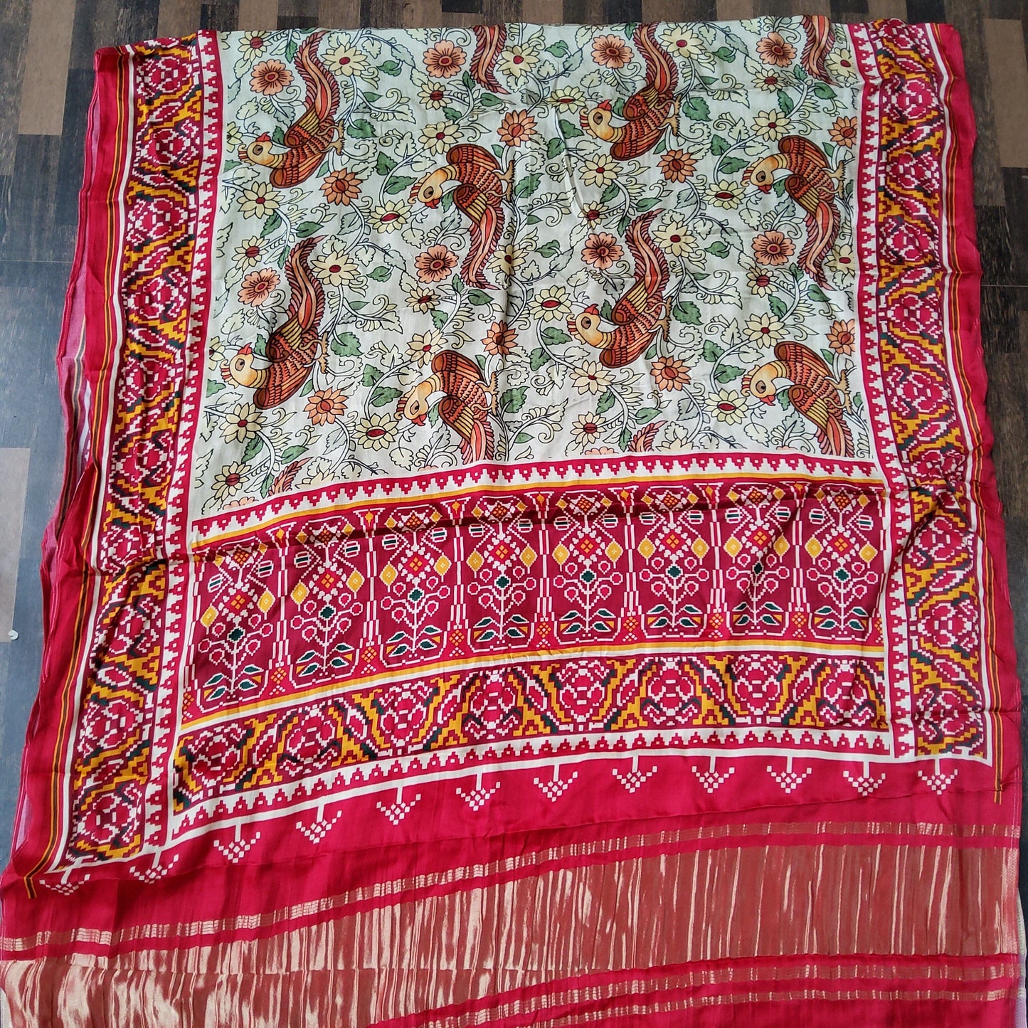 Modal Satin Patola Print Dupatta with Tissue Pallu