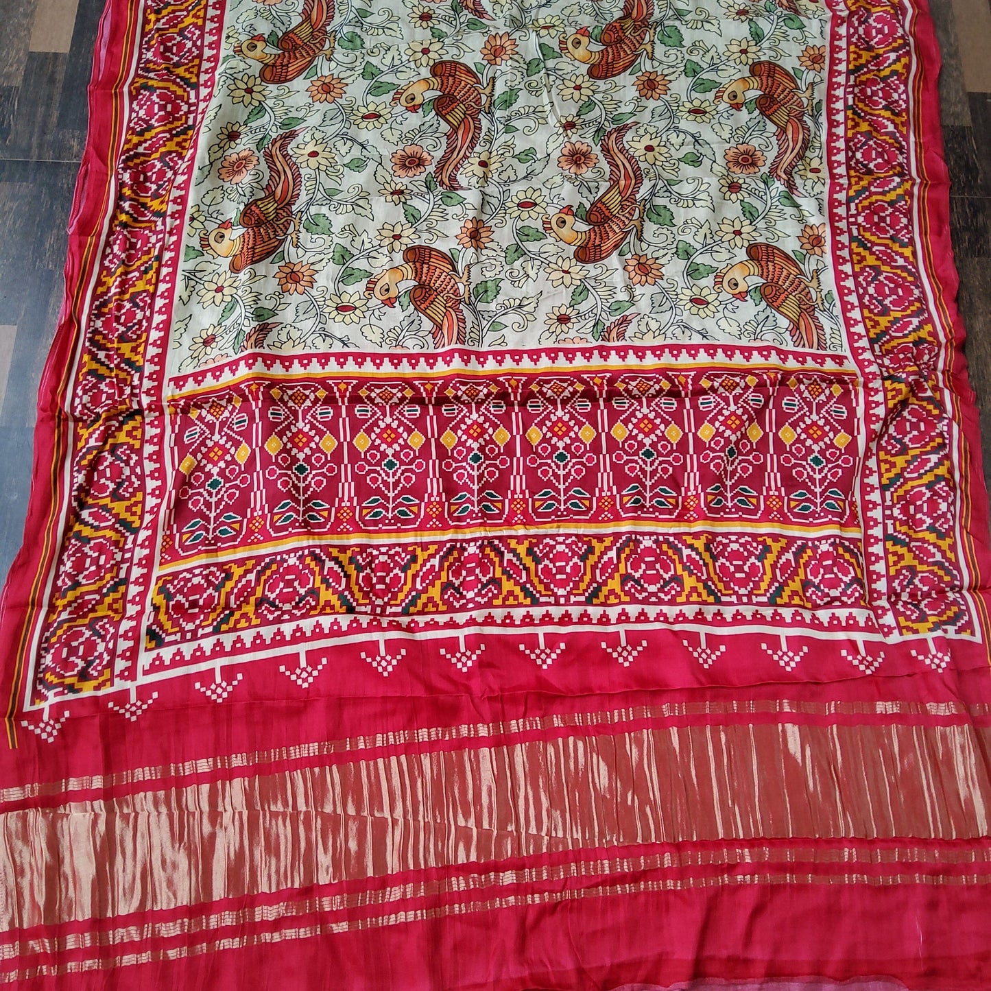 Modal Satin Patola Print Dupatta with Tissue Pallu