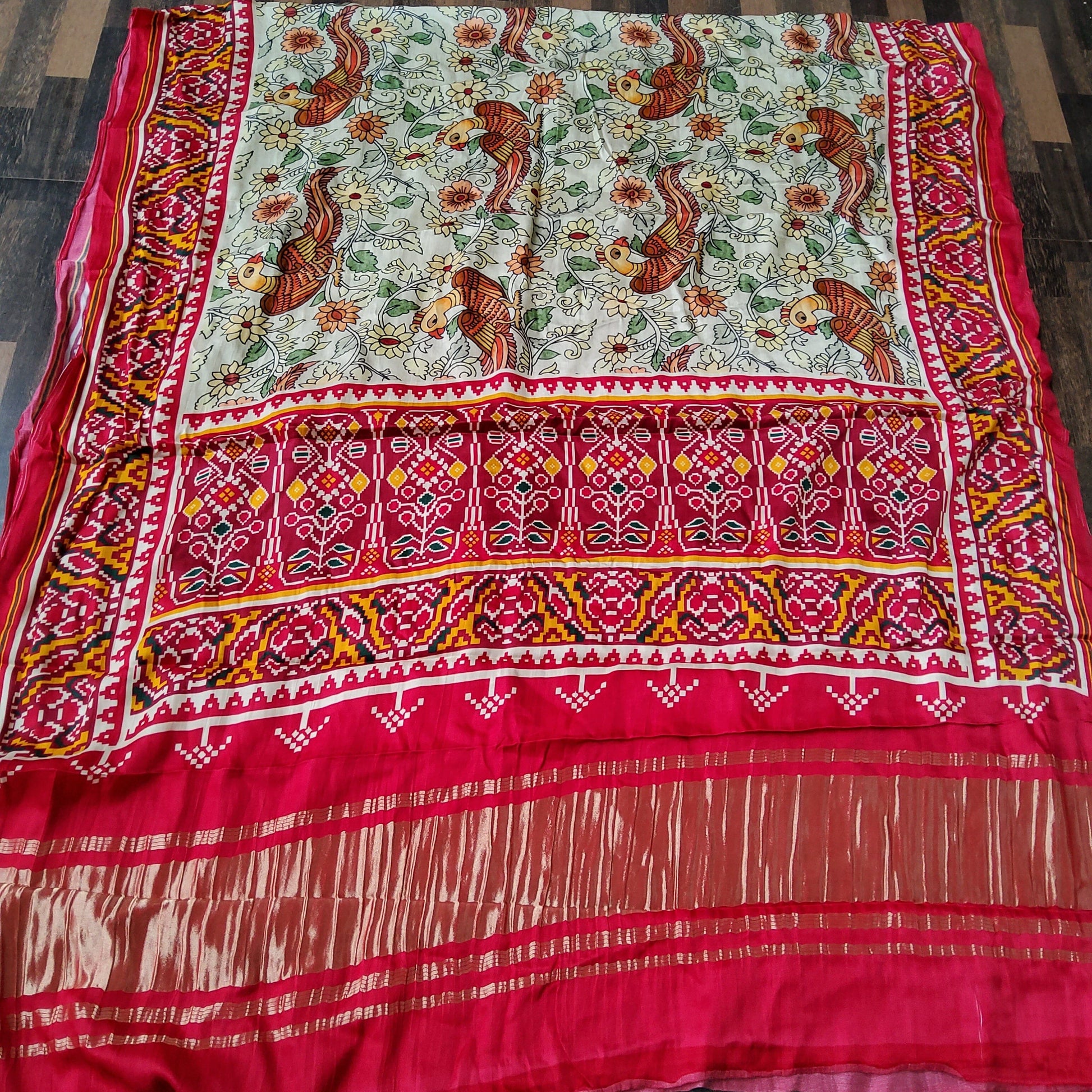 Modal Satin Patola Print Dupatta with Tissue Pallu