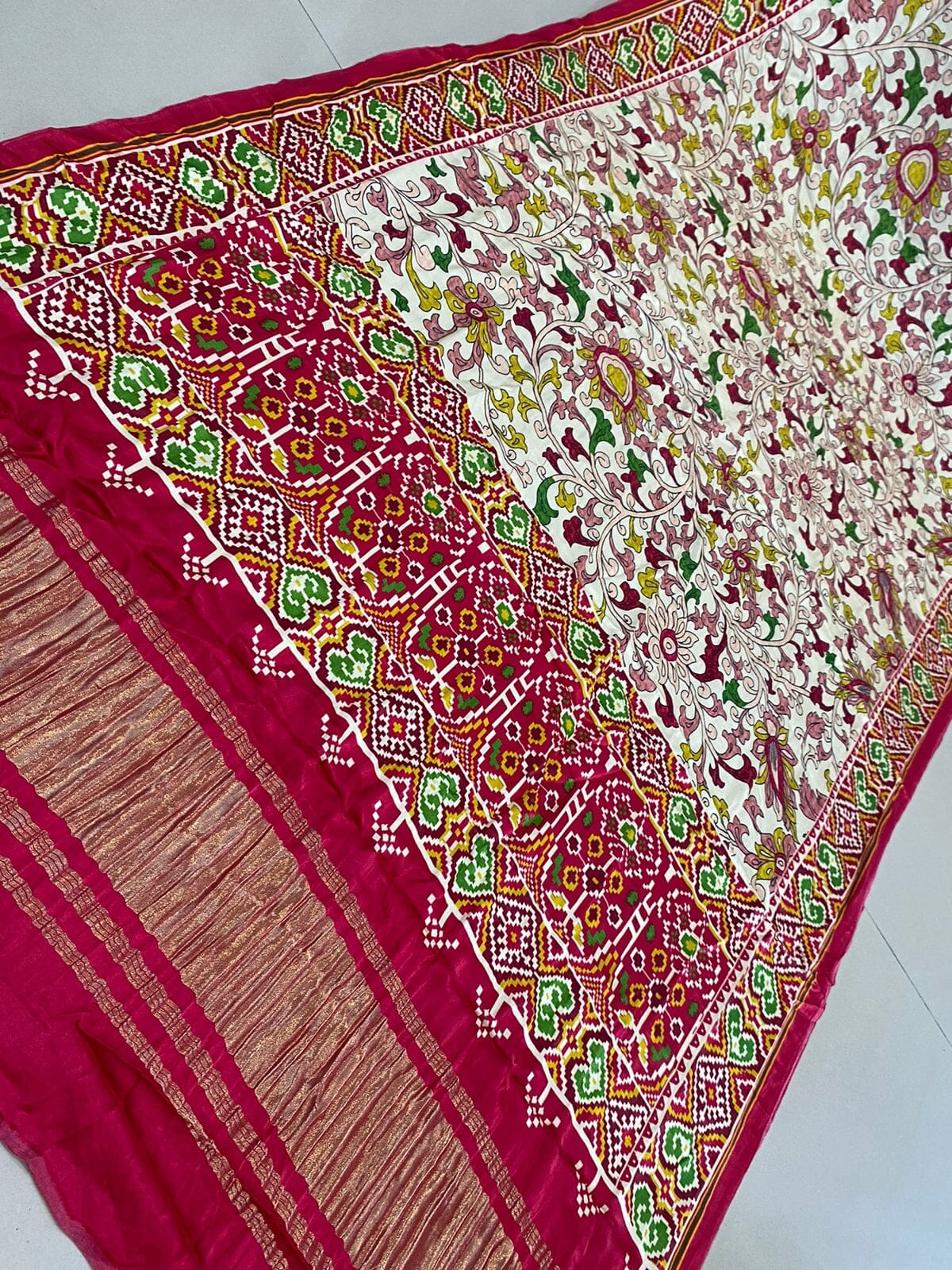 Gajji Silk Patola Print Dupatta with Tissue Pallu