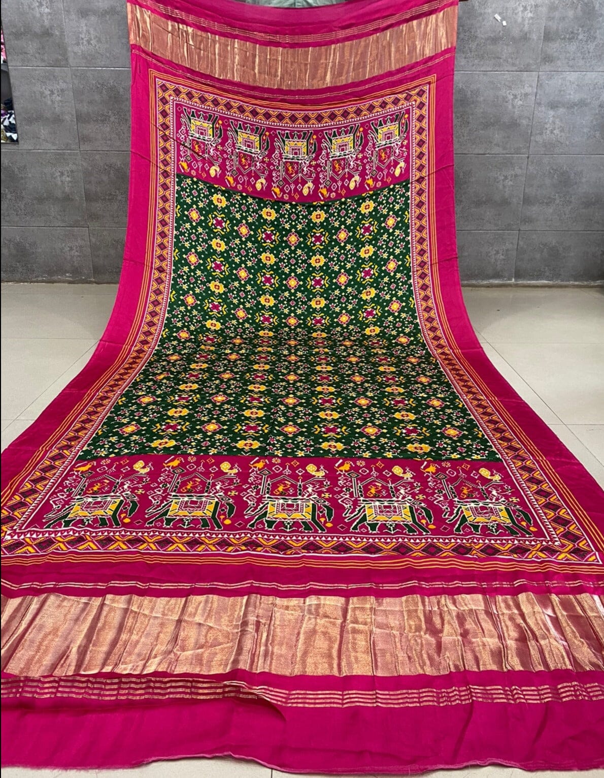Modal Satin Patola Print Dupatta with Tissue Pallu