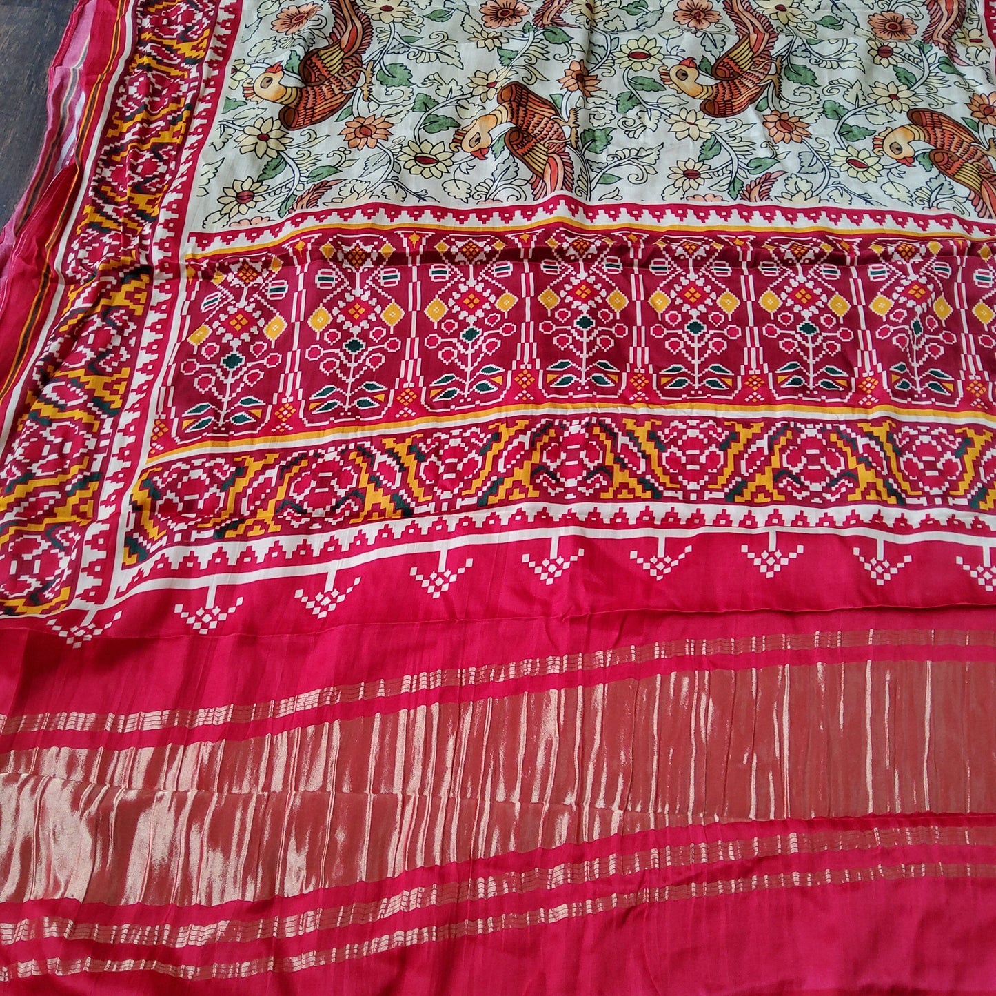 Modal Satin Patola Print Dupatta with Tissue Pallu