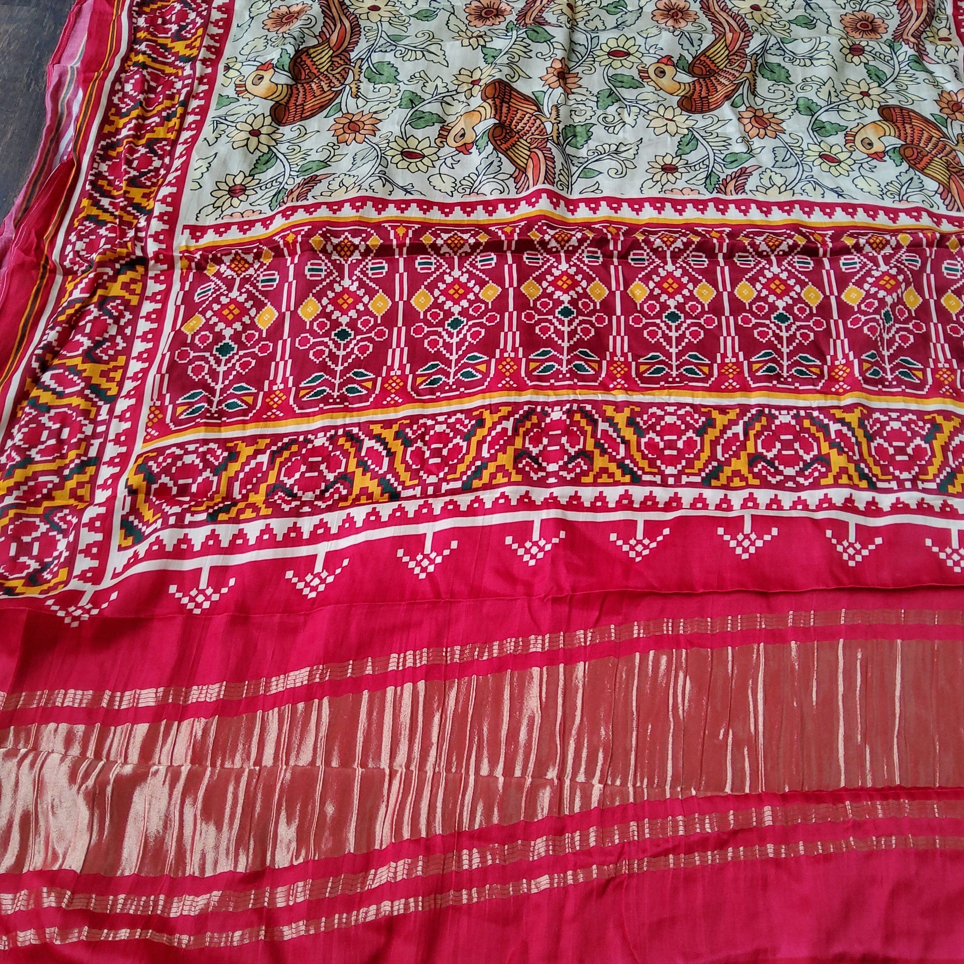 Modal Satin Patola Print Dupatta with Tissue Pallu