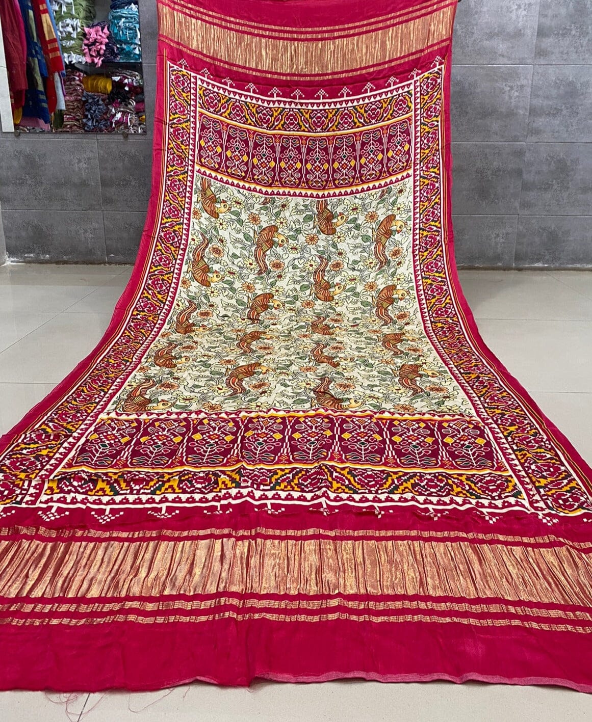 Modal Satin Patola Print Dupatta with Tissue Pallu