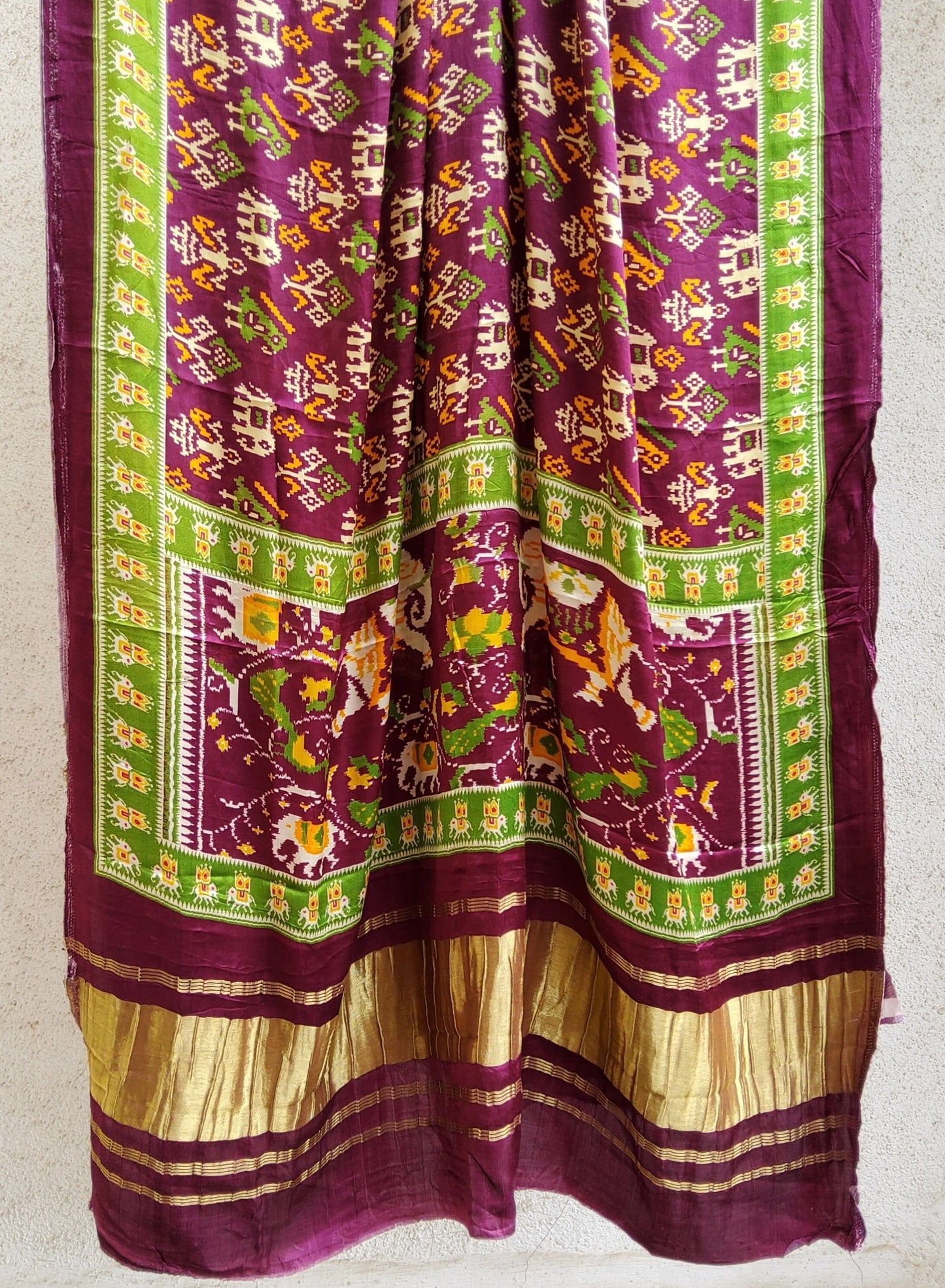 Modal Satin Silk PATOLA Print Dupatta with tissue Pallu