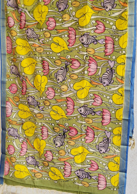 Kalamkari Cotton Hand Painted Dupatta