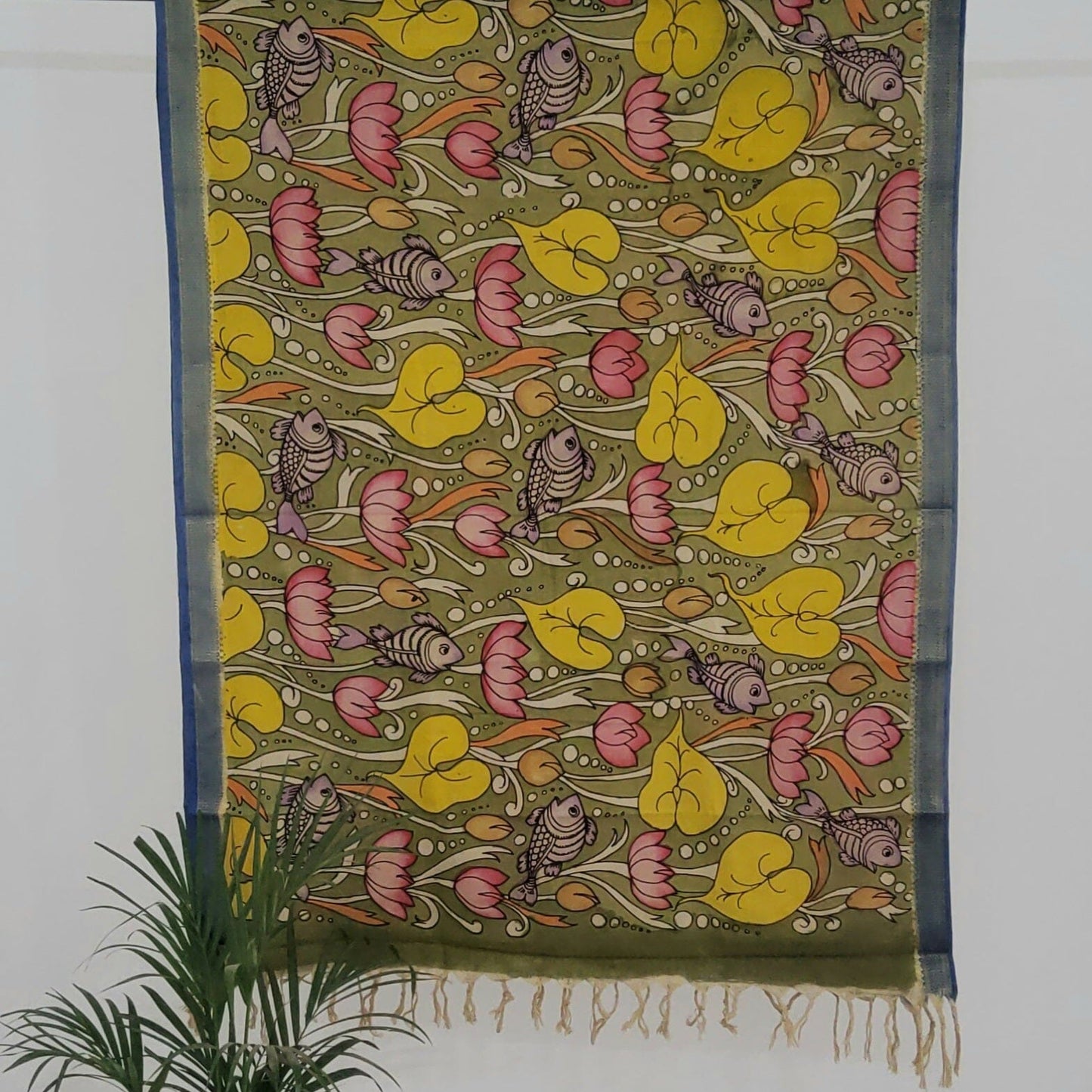Ocean theme Kalamkari Dupatta