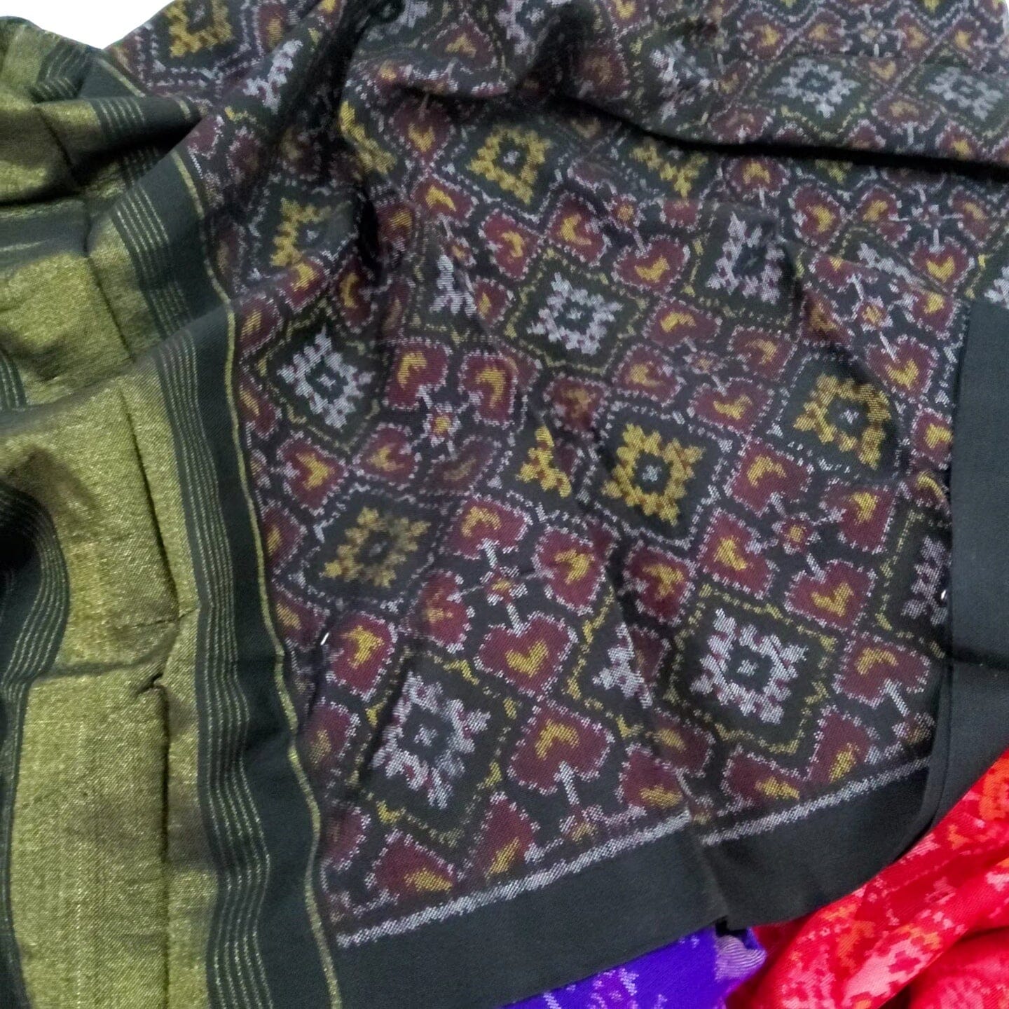 Black PATOLA Hand woven woollen shawl