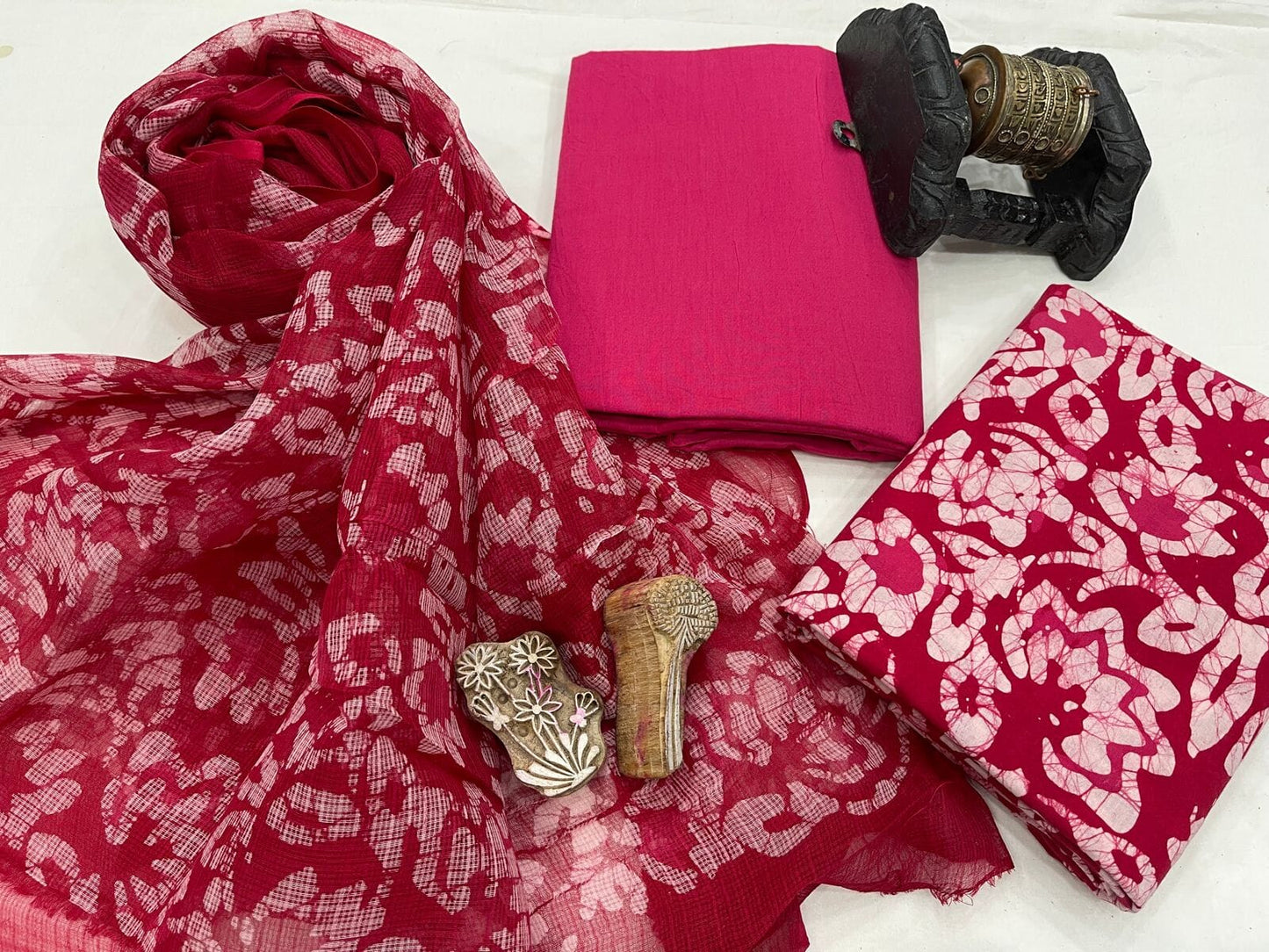 Batik cotton Suit with Kota dupatta