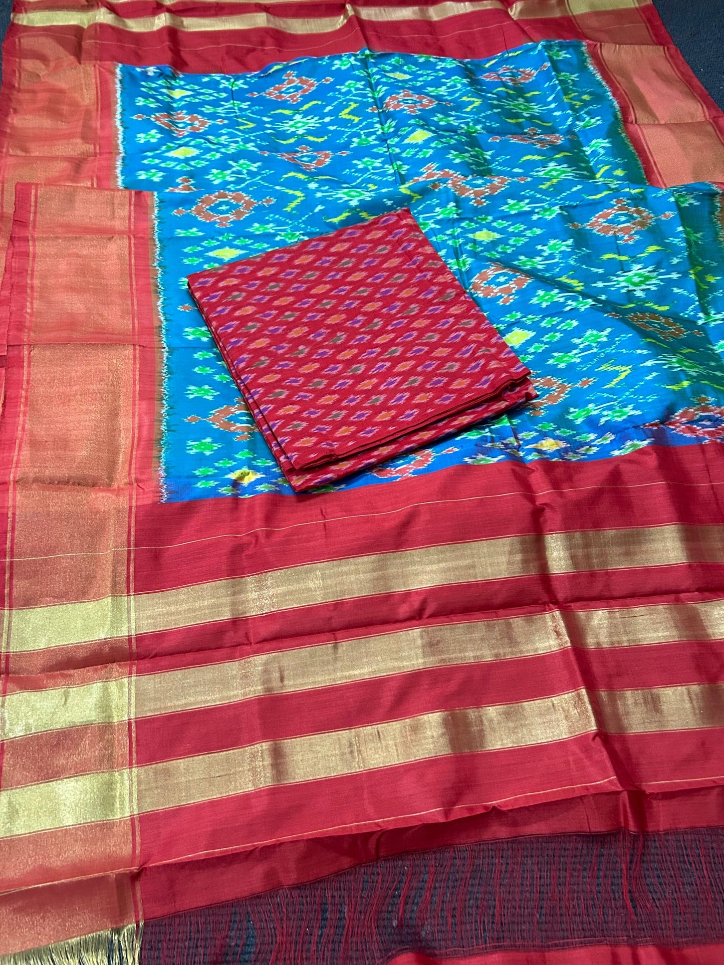 Pochampally Pure Silk Top Dupatta Set