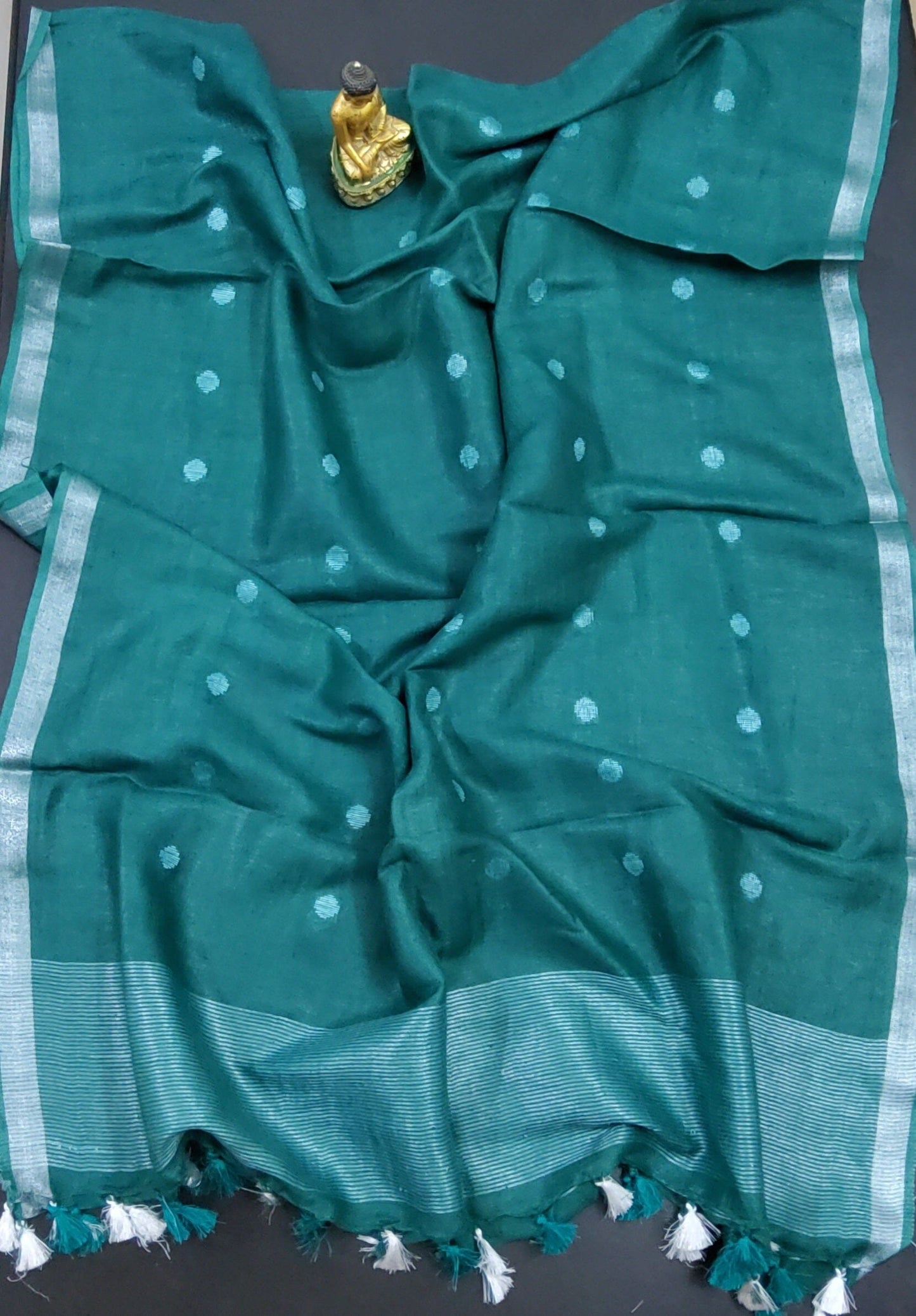 Pure Linen Dupatta with All over bootis and tassels