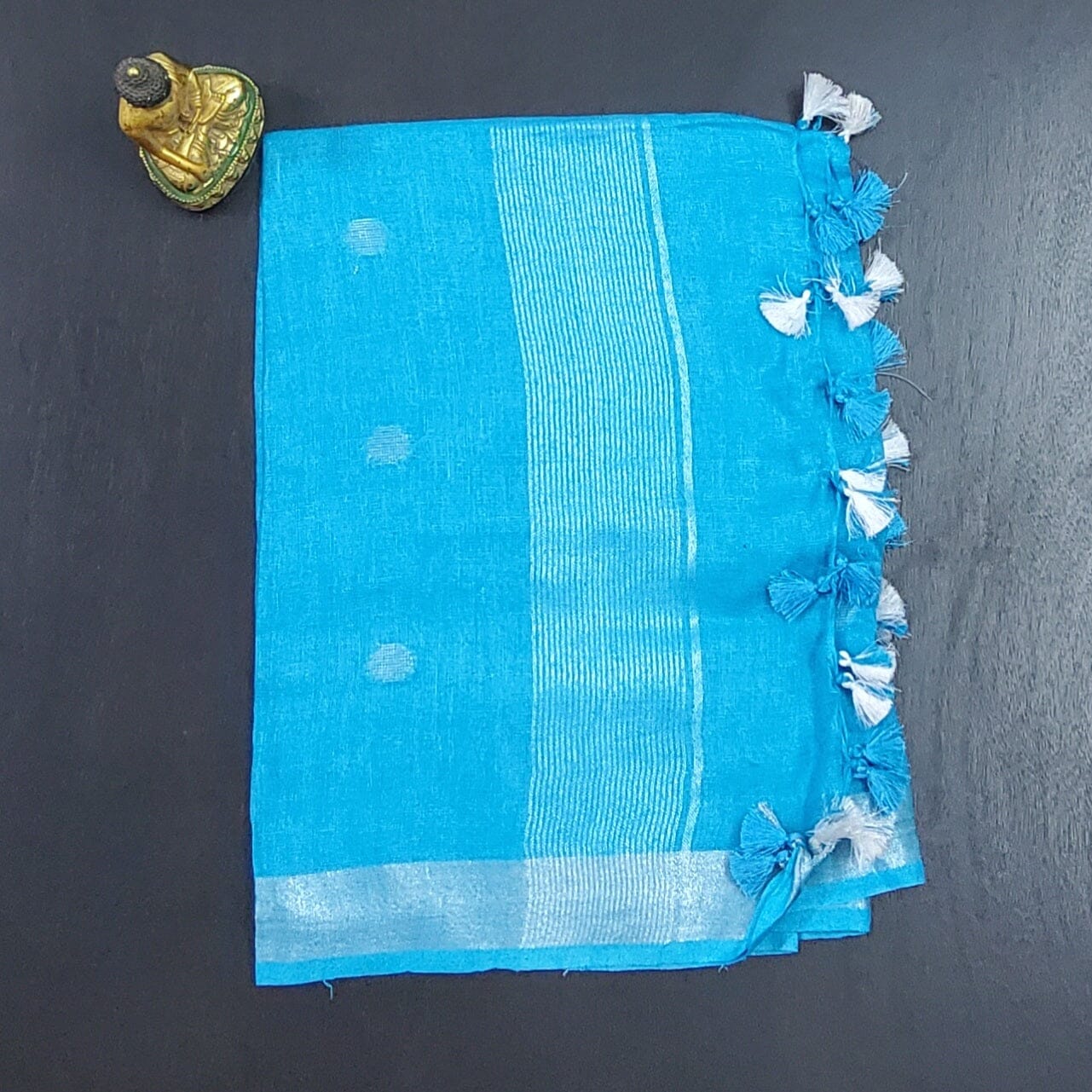 Pure Linen Dupatta with All over bootis and tassels