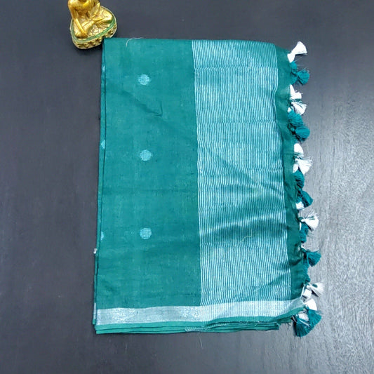 Pure Linen Dupatta with All over bootis and tassels