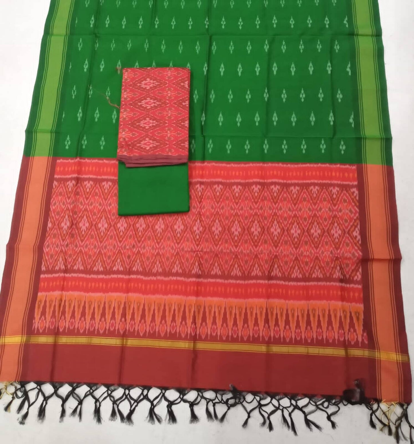 Ikat Handloom Silk Cotton Dress Material
