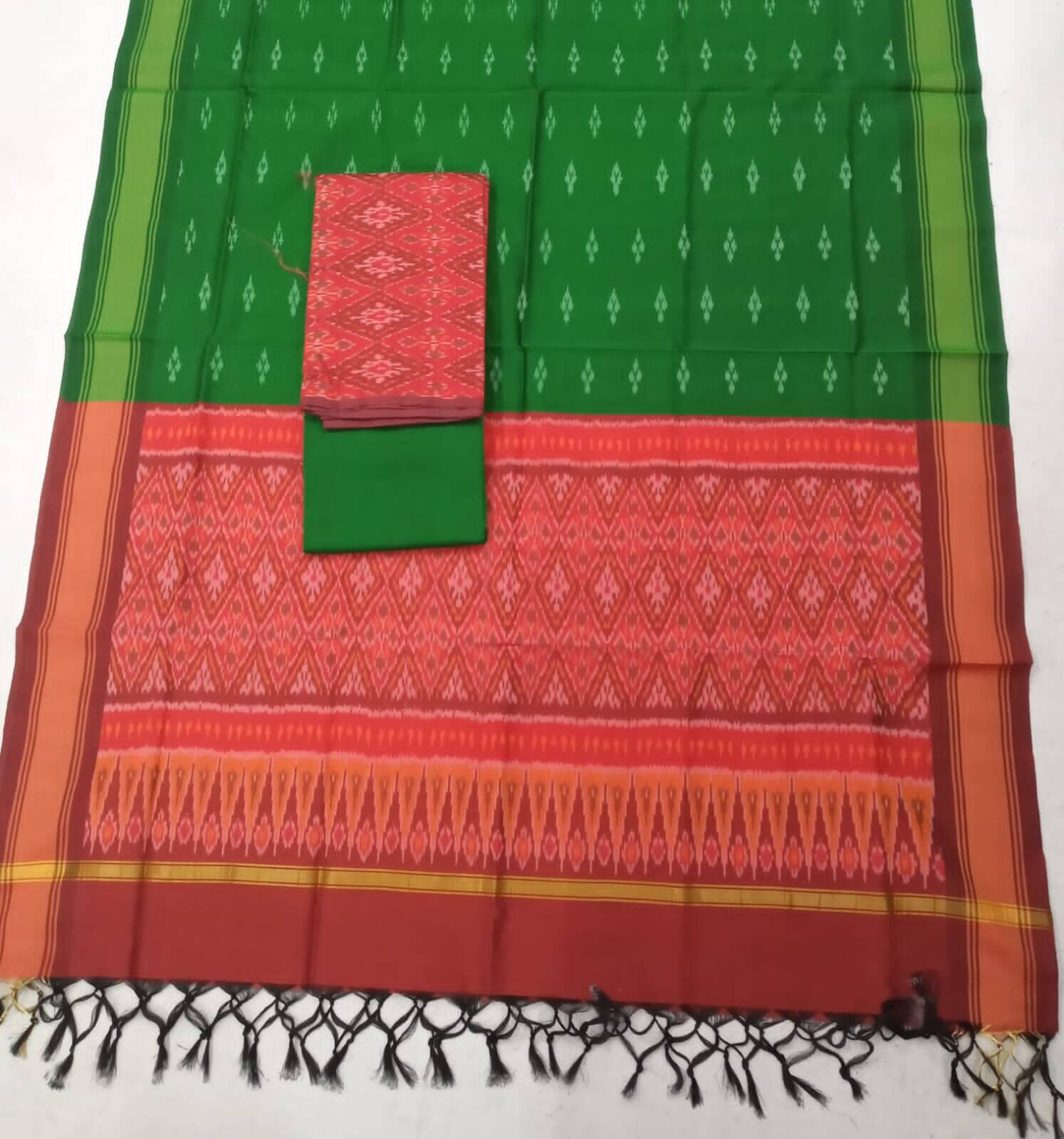 Ikat Handloom Silk Cotton Dress Material