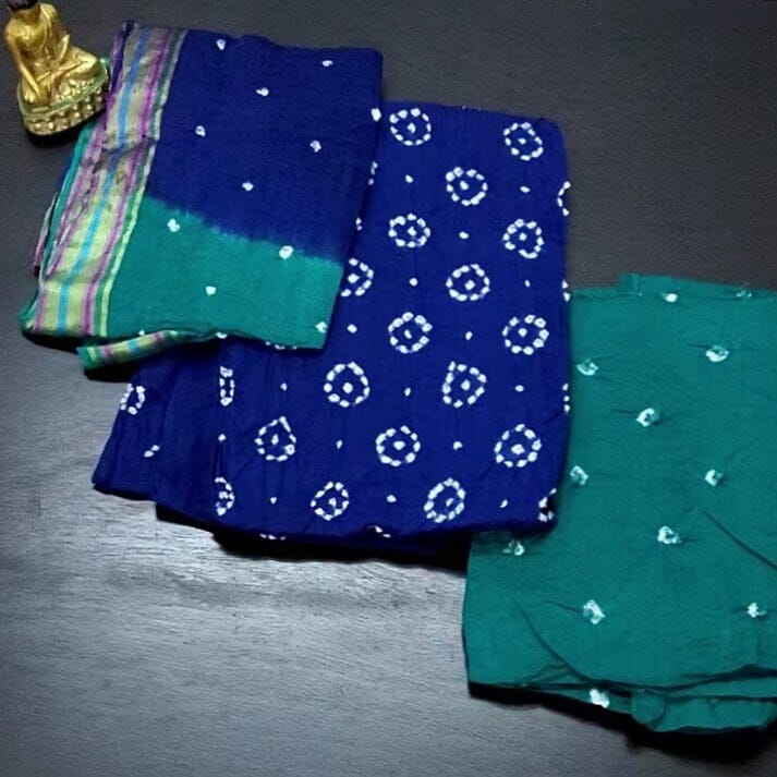 Satin Cotton Bandhej Dress Material