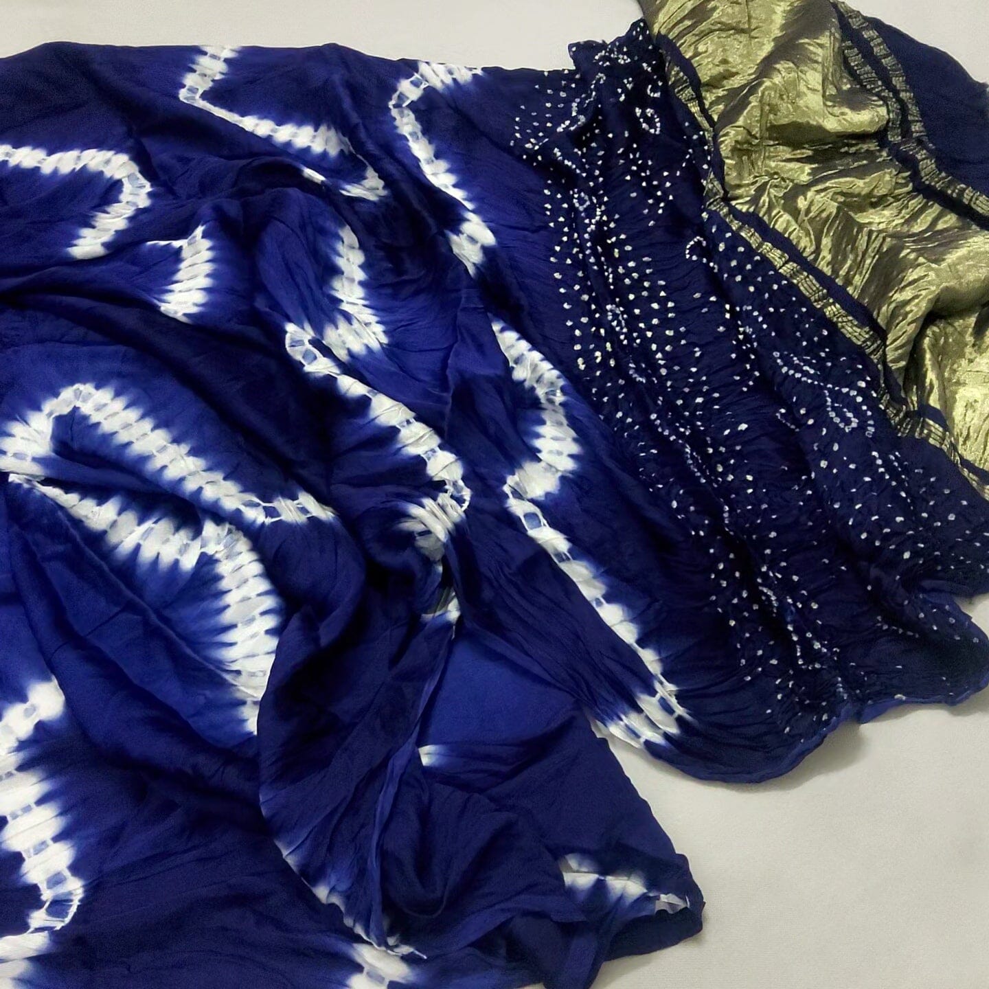 Shibori Modal Silk Saree with Tissue pallu