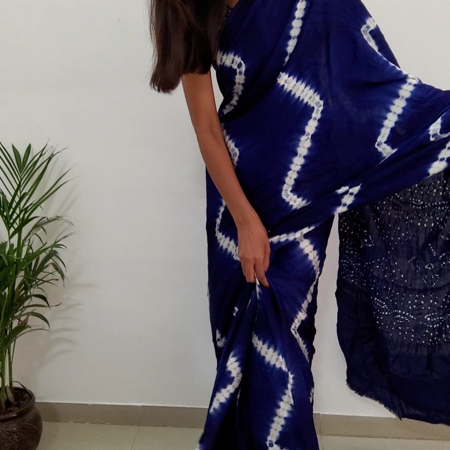 Shibori Modal Silk Saree with Tissue pallu