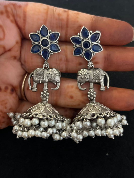 Silver Look-alike Stone Danglers